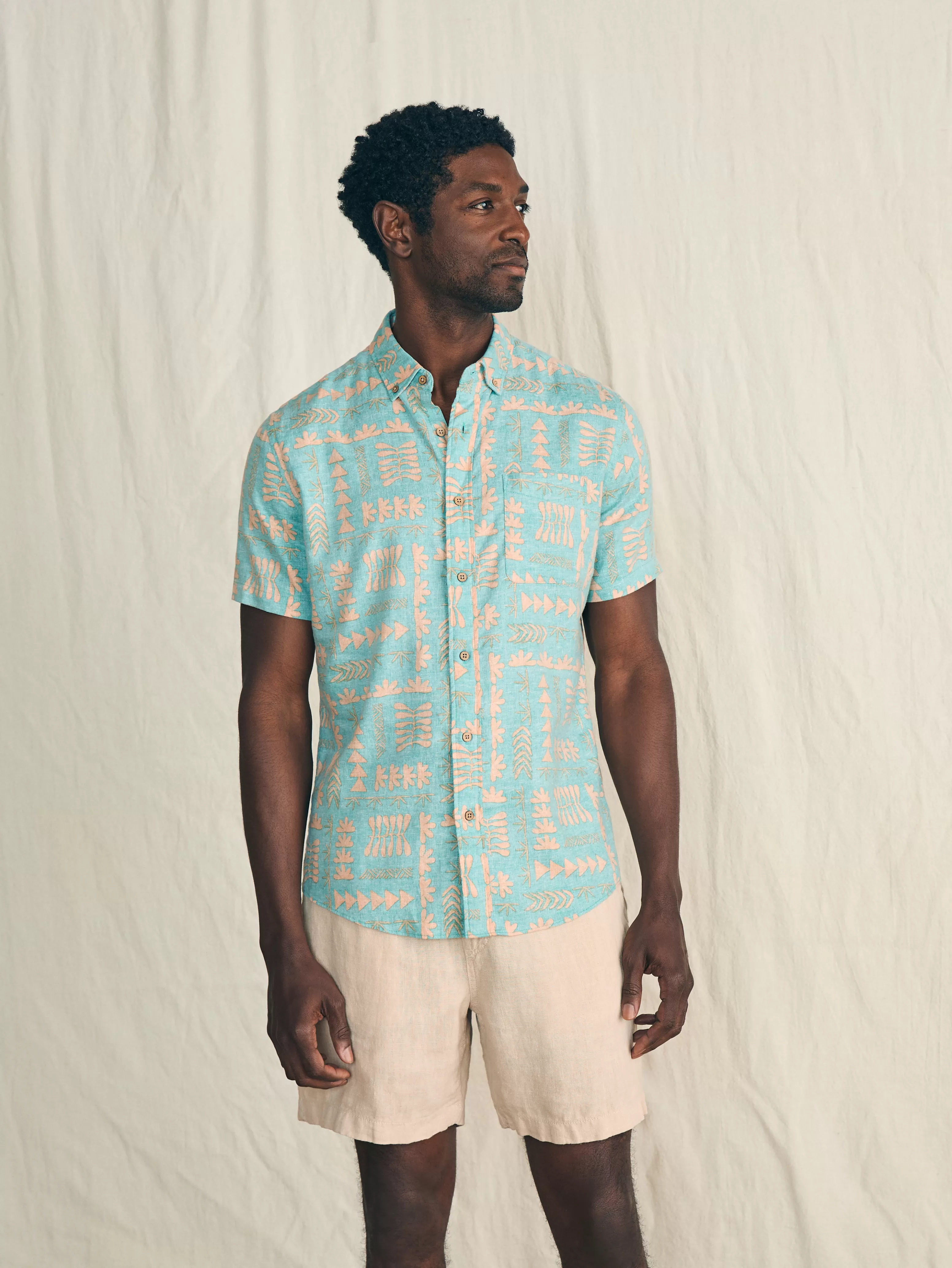 Anna Kahalekulu Short-Sleeve Breeze Shirt - | Faherty Brand Clearance