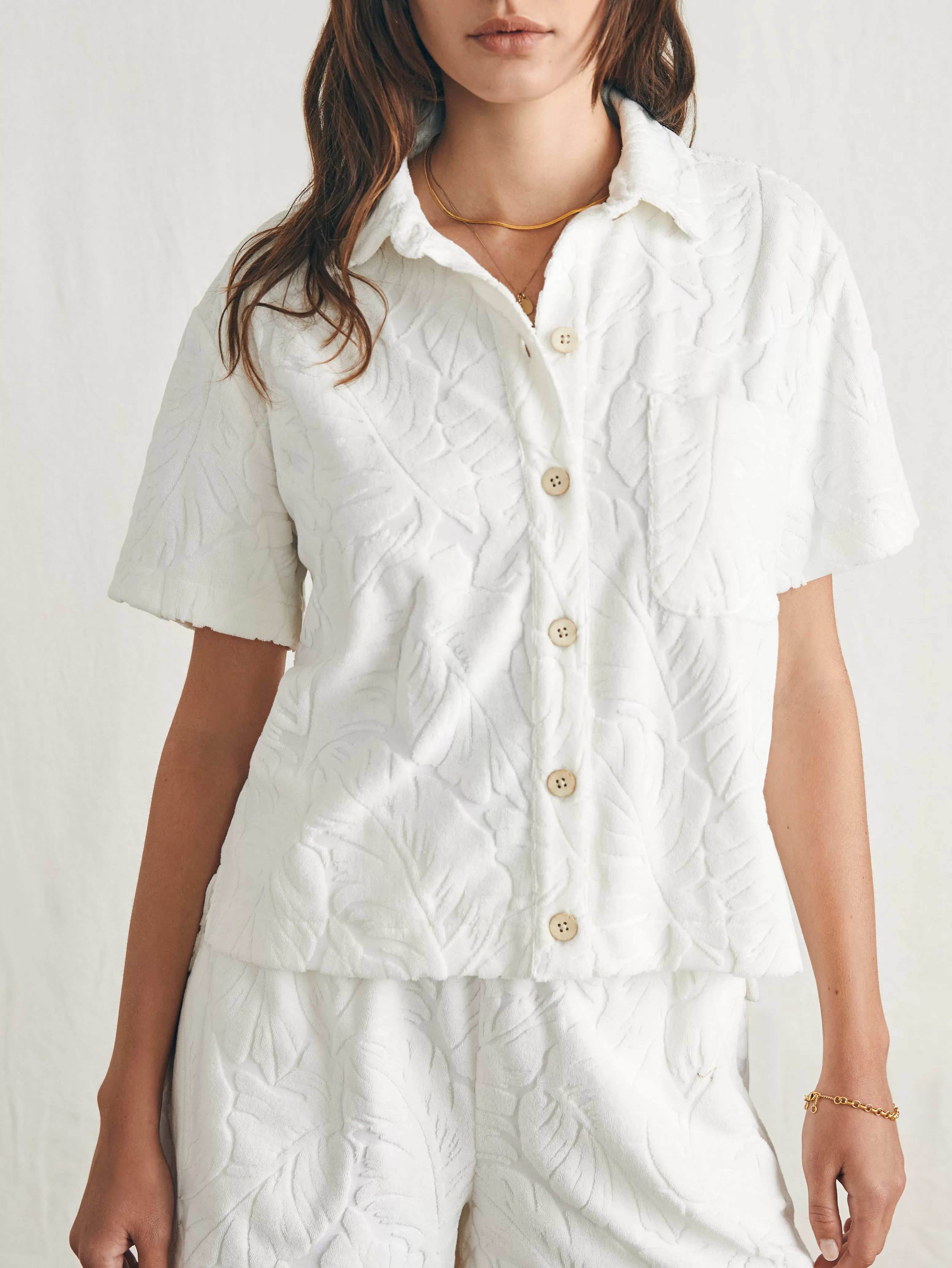 Cabana Towel Terry Short Sleeve Button Up - | Faherty Brand Outlet