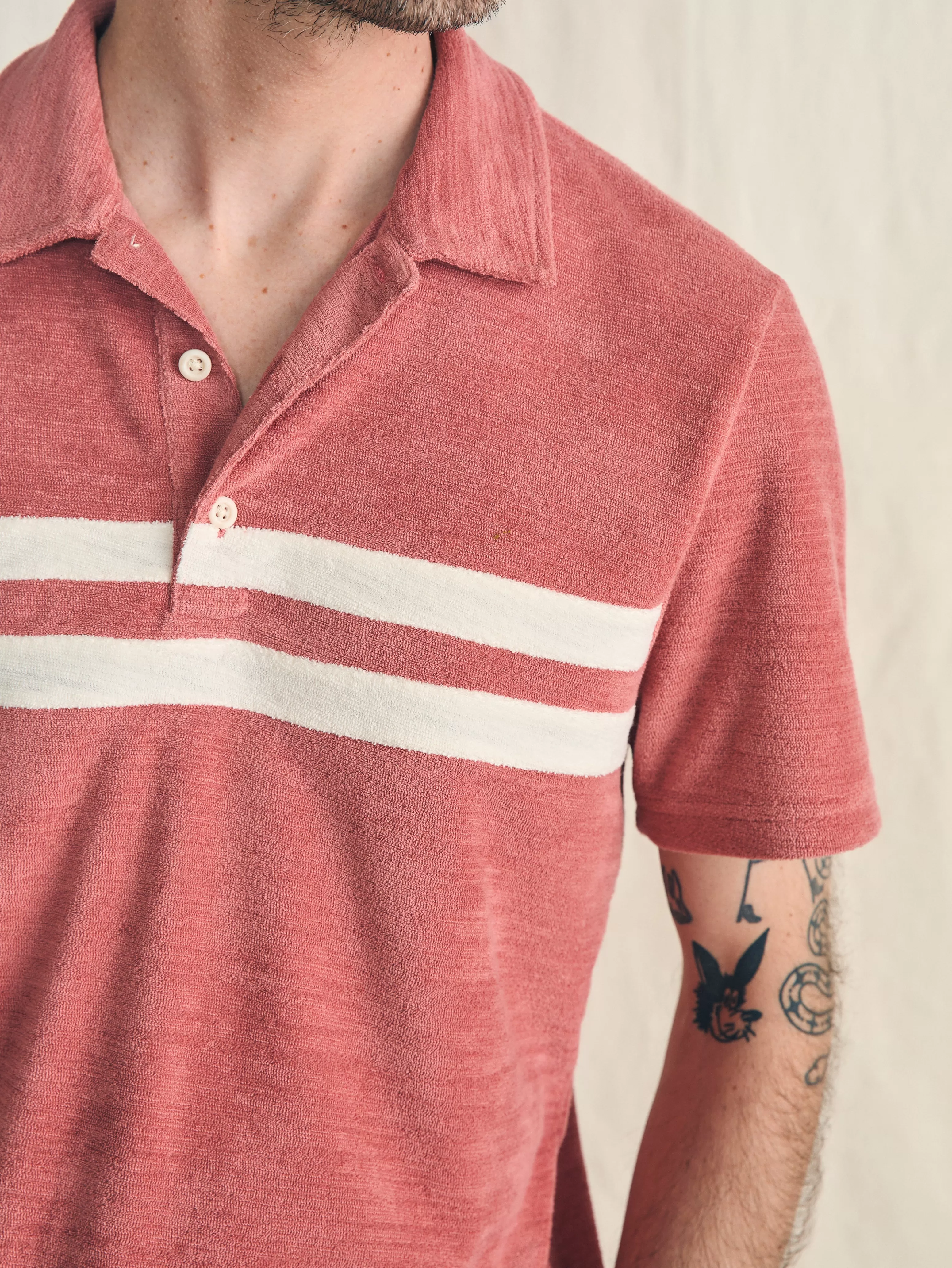 Cabana Towel Terry Surf Stripe Polo Shirt - | Faherty Brand Sale