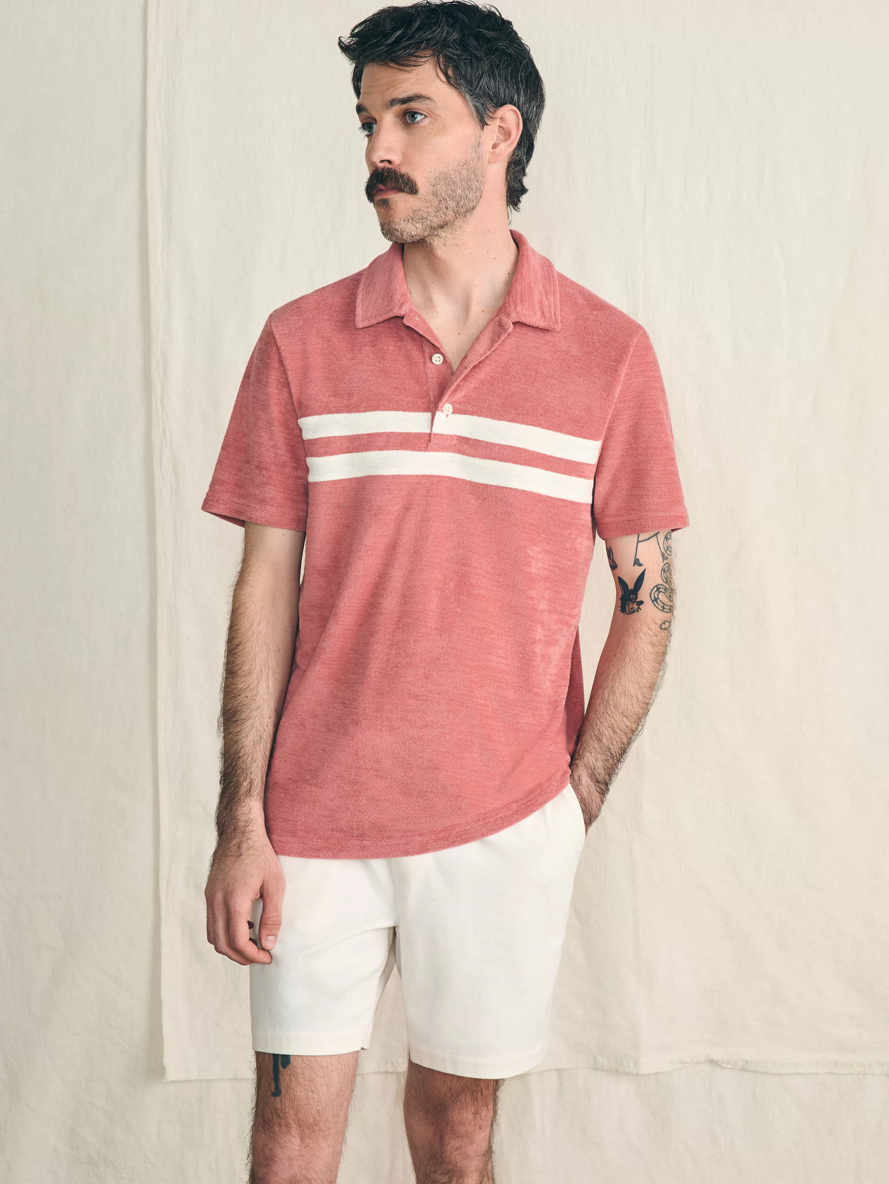 Cabana Towel Terry Surf Stripe Polo Shirt - | Faherty Brand Sale