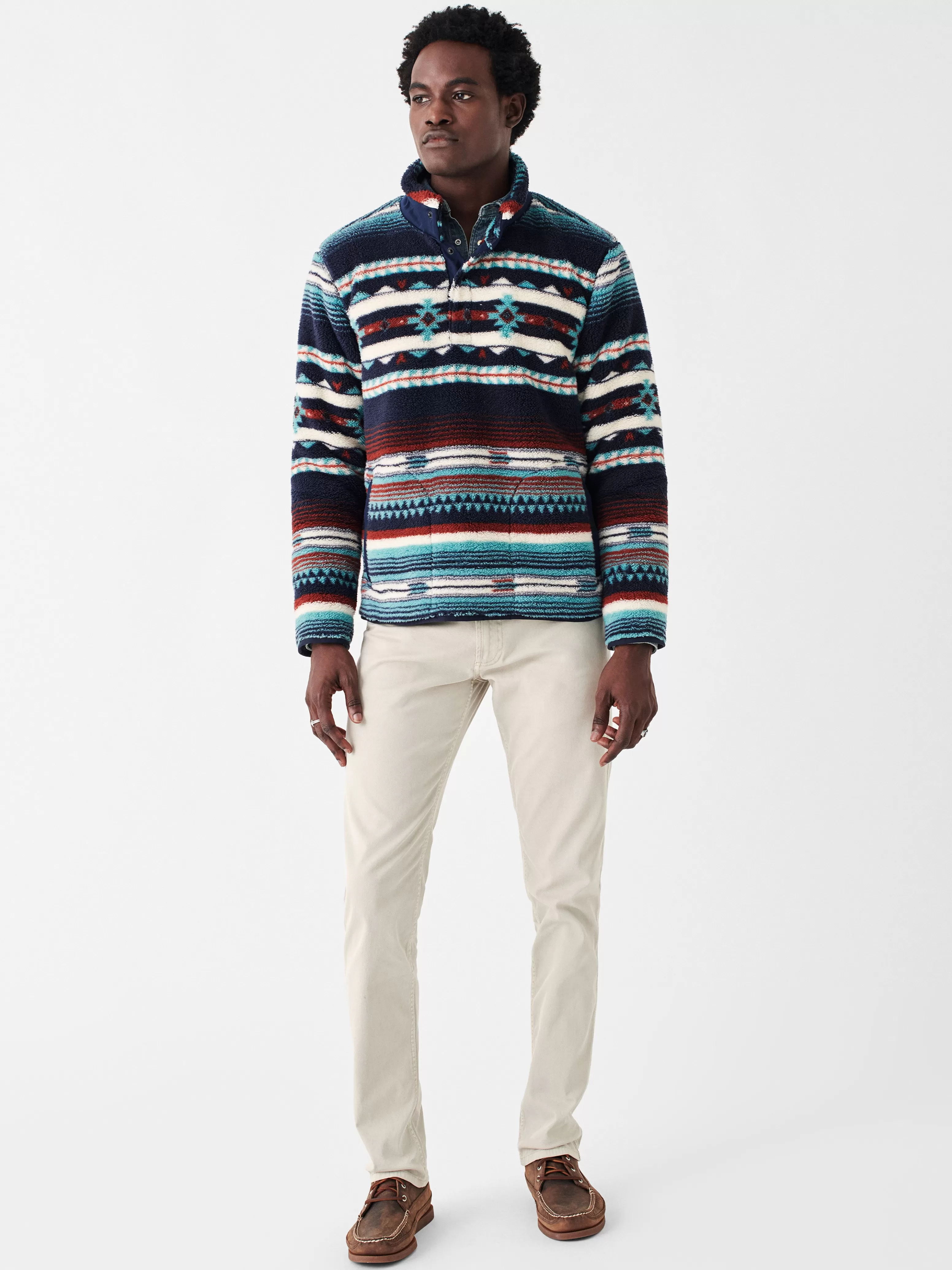 Doug Good Feather High Pile Fleece Popover - | Faherty Brand Cheap