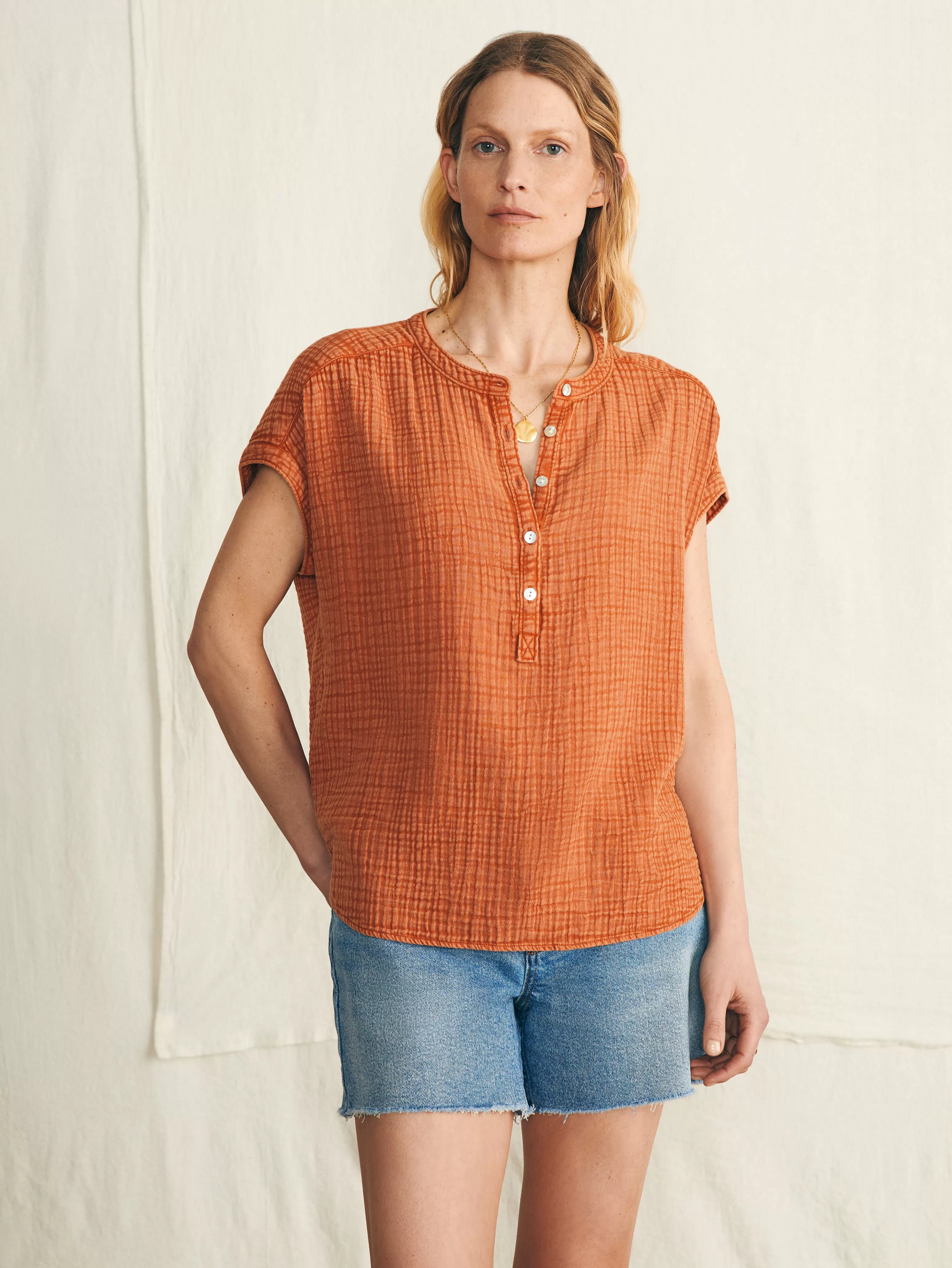 Dream Cotton Gauze Desmond Top - | Faherty Brand Best Sale