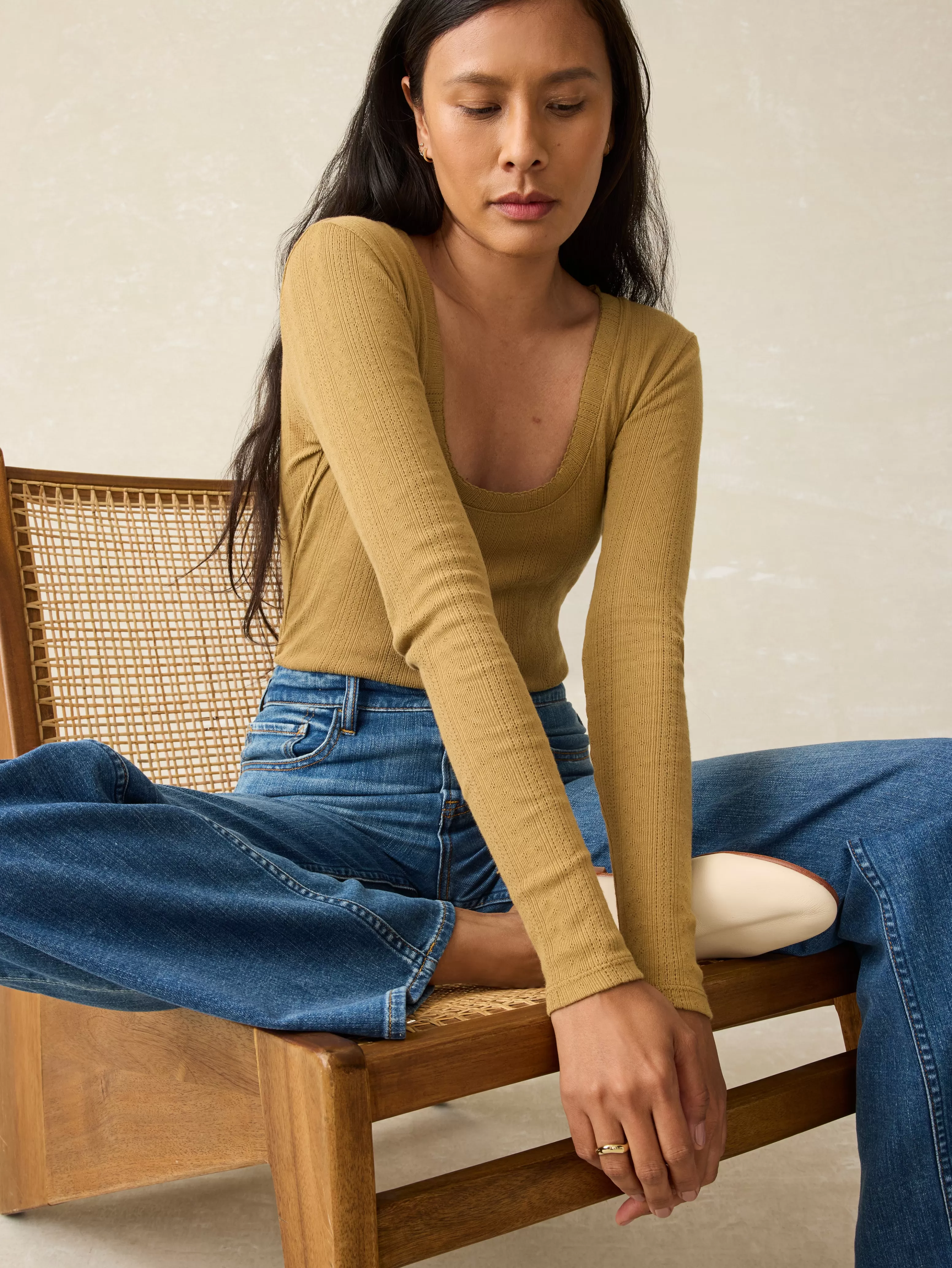 Pacific Pointelle Scoop Neck - | Faherty Brand Store