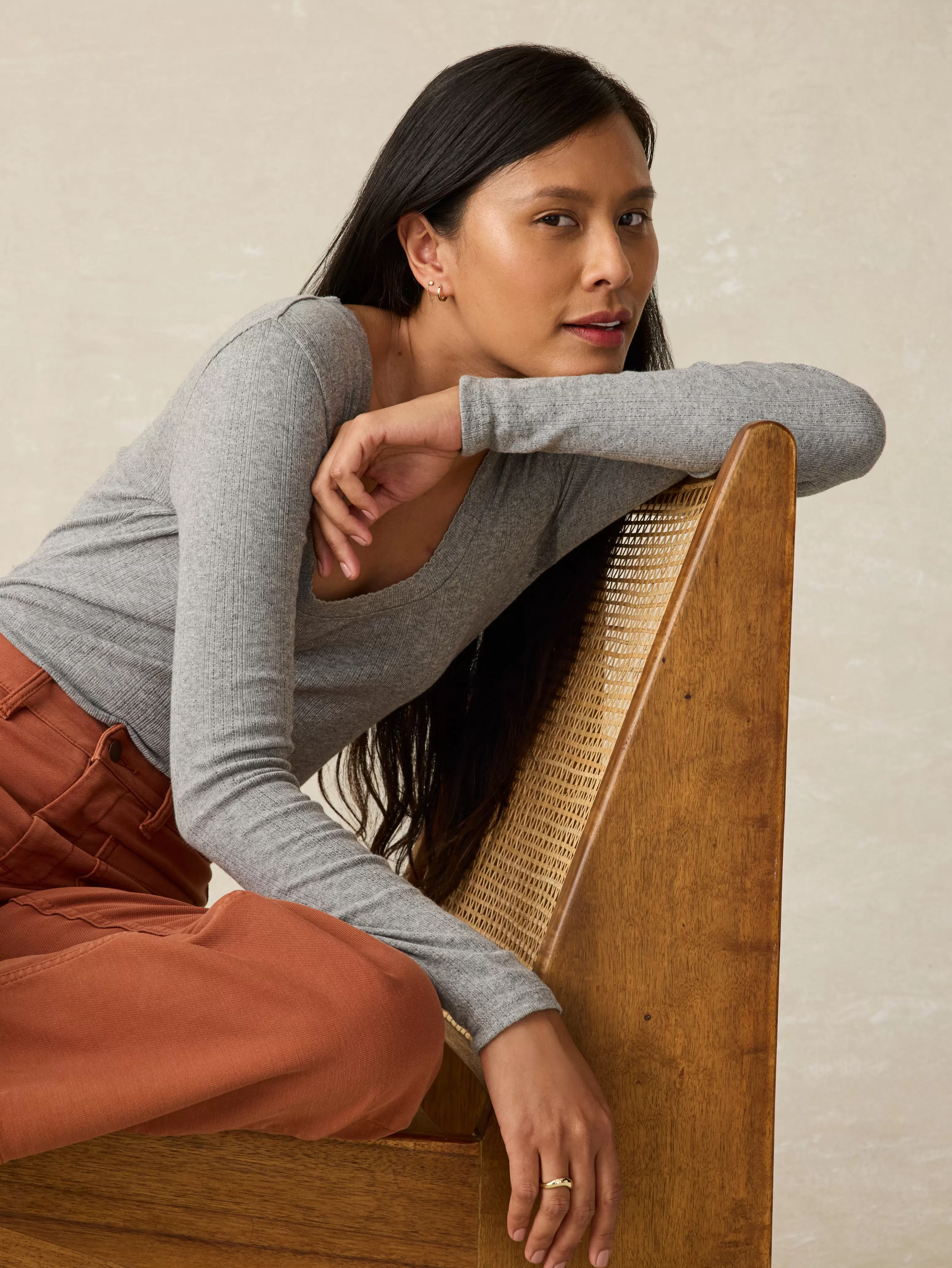 Pacific Pointelle Scoop Neck - | Faherty Brand Clearance