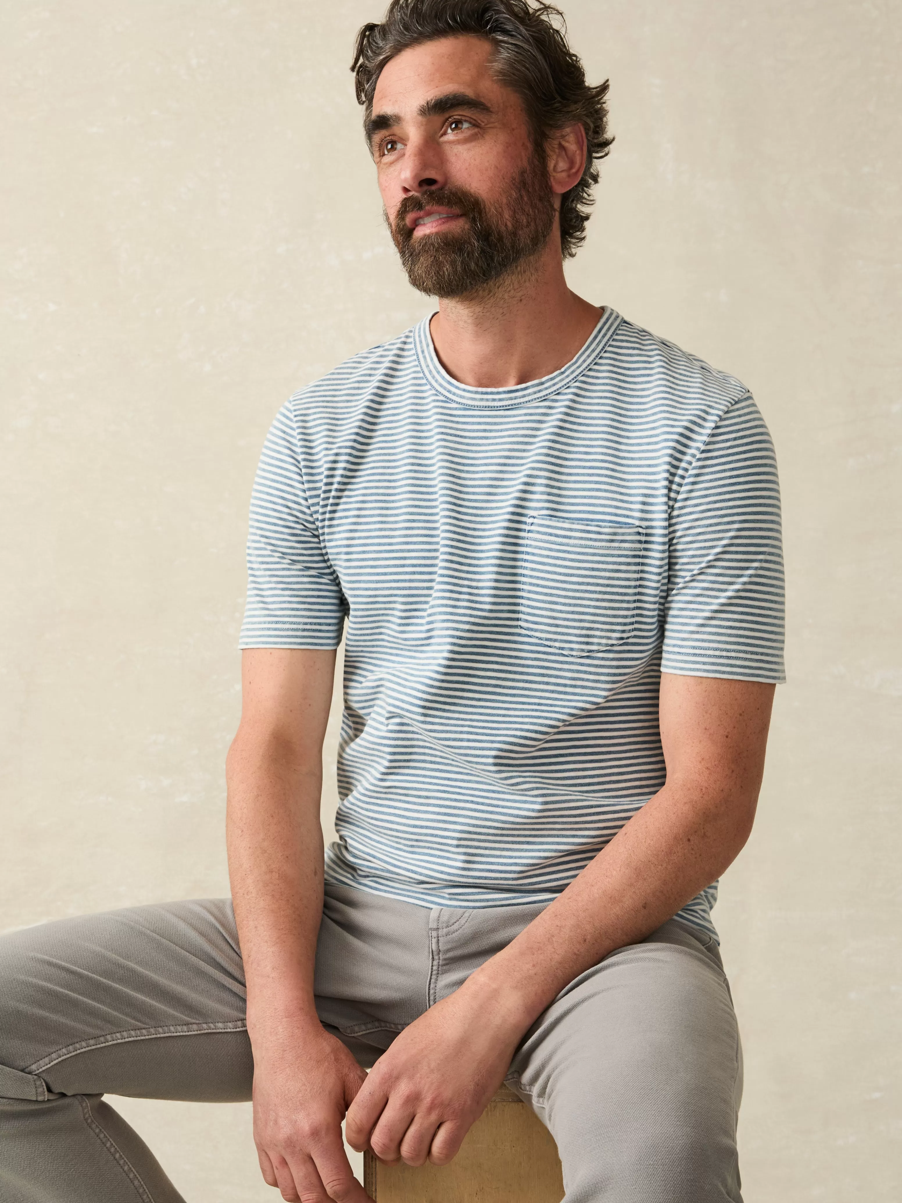 Short-Sleeve Indigo Pocket Tee - | Faherty Brand Cheap