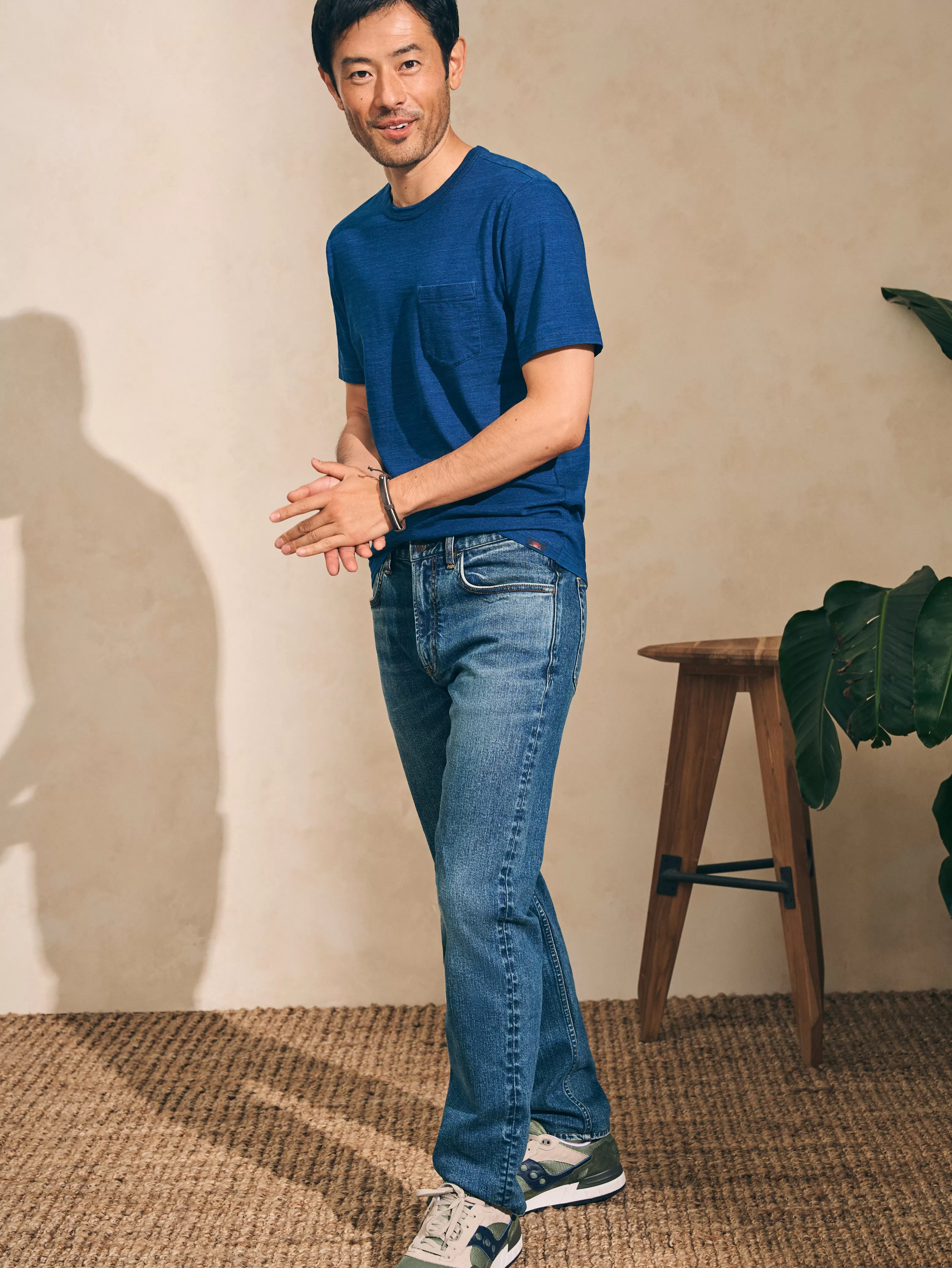 Short-Sleeve Indigo Pocket Tee - | Faherty Brand Discount