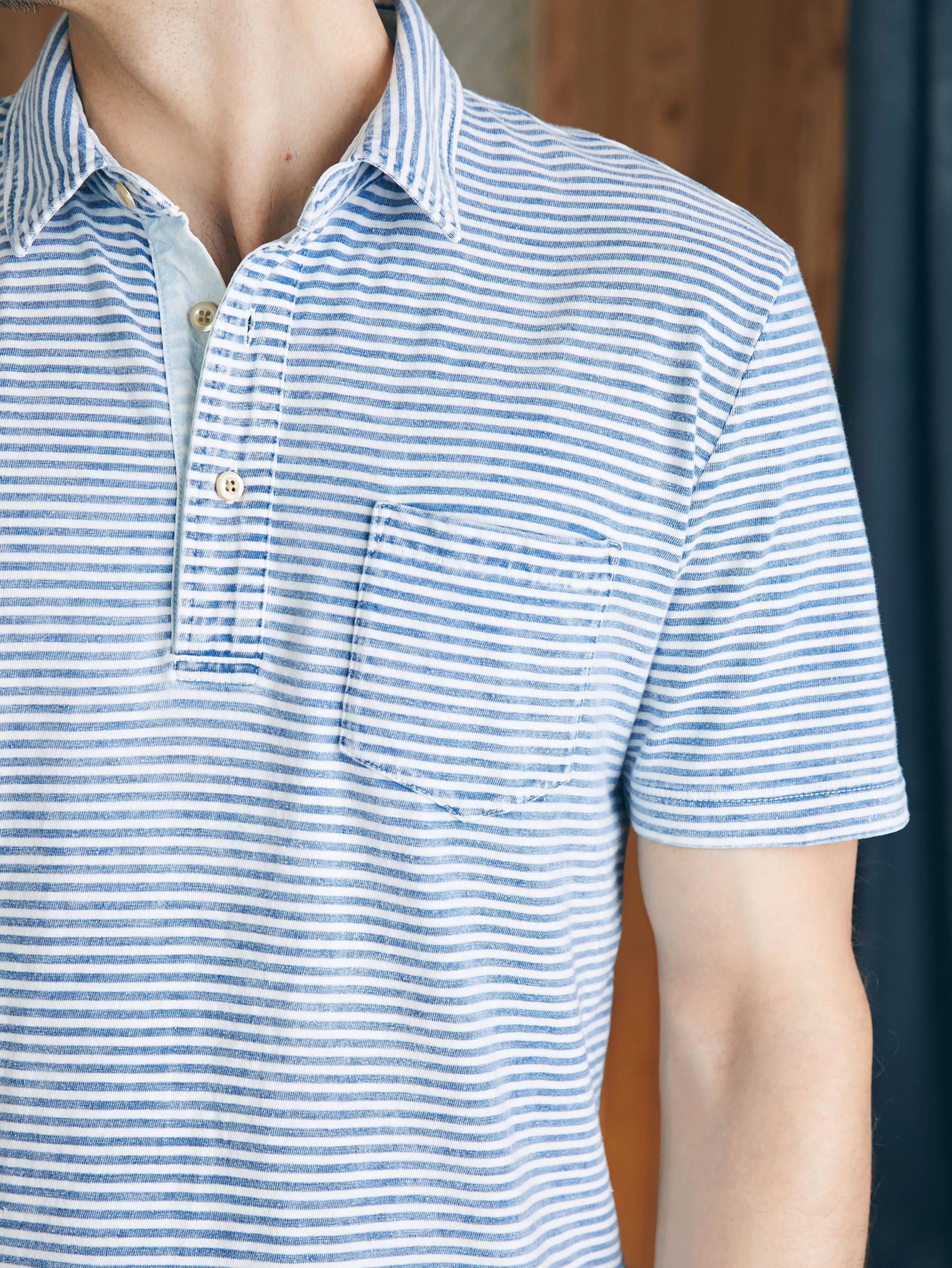 Short-Sleeve Indigo Polo Shirt - | Faherty Brand Cheap