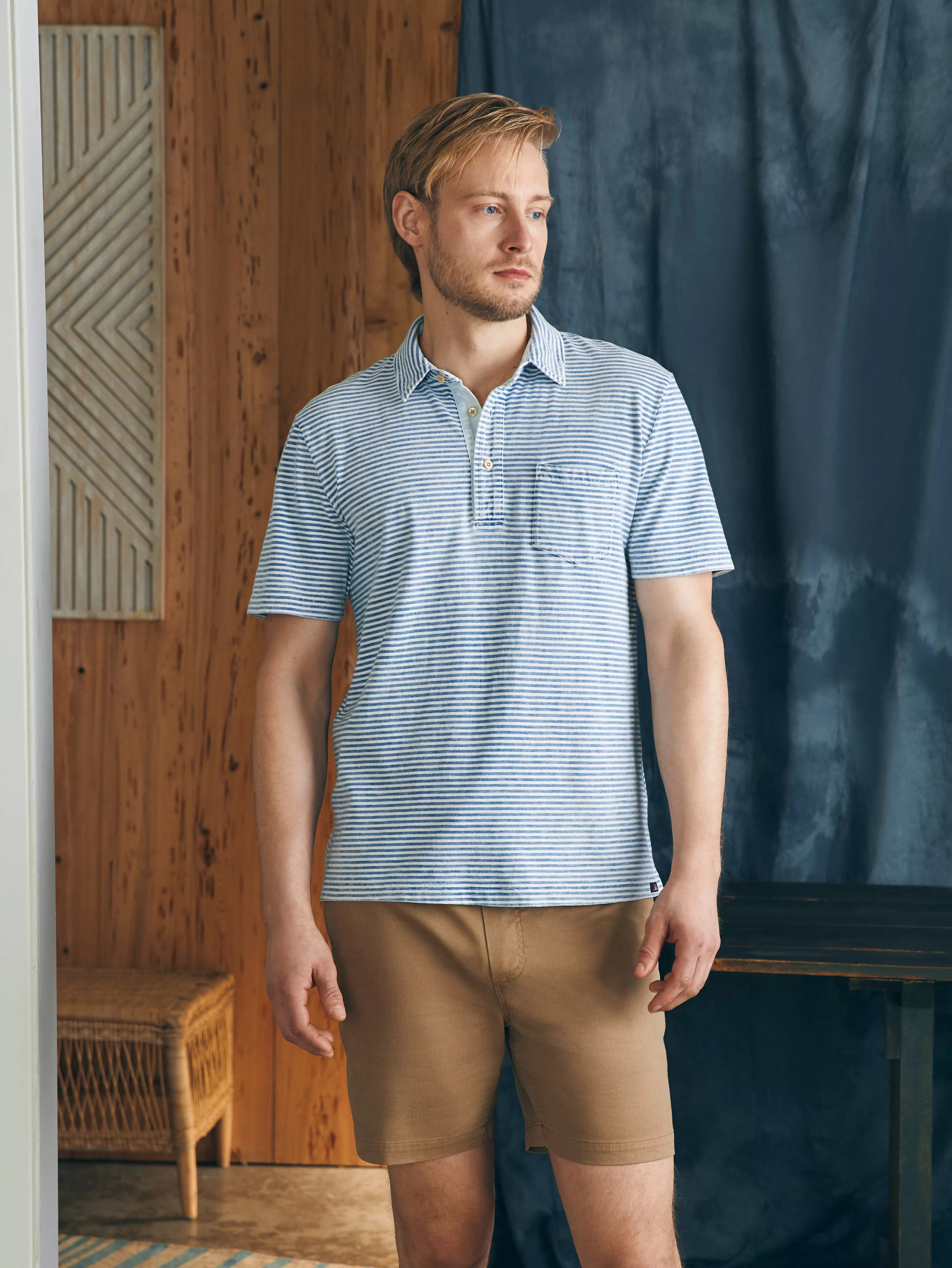 Short-Sleeve Indigo Polo Shirt - | Faherty Brand Cheap