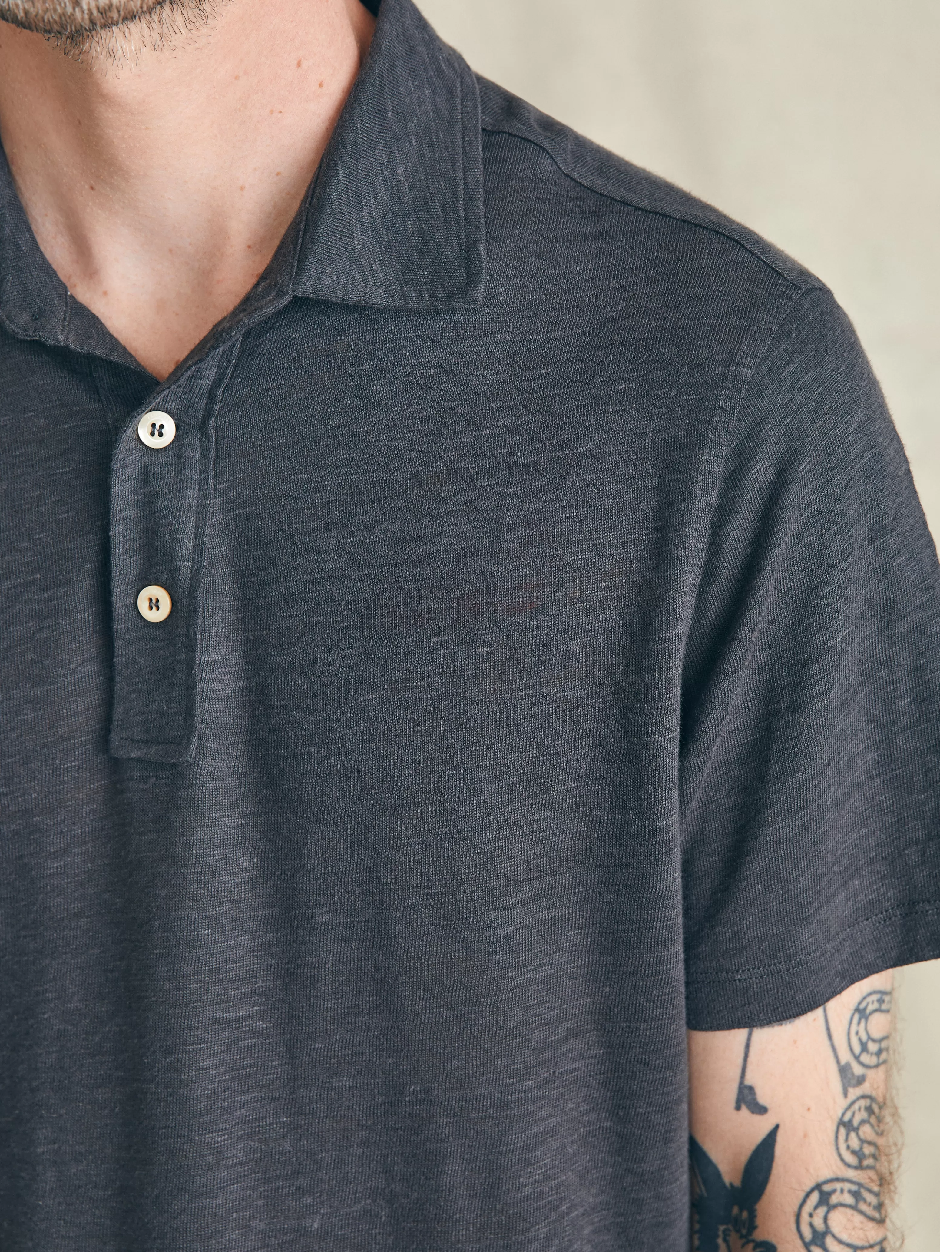 Short-Sleeve Linen Polo - | Faherty Brand Hot