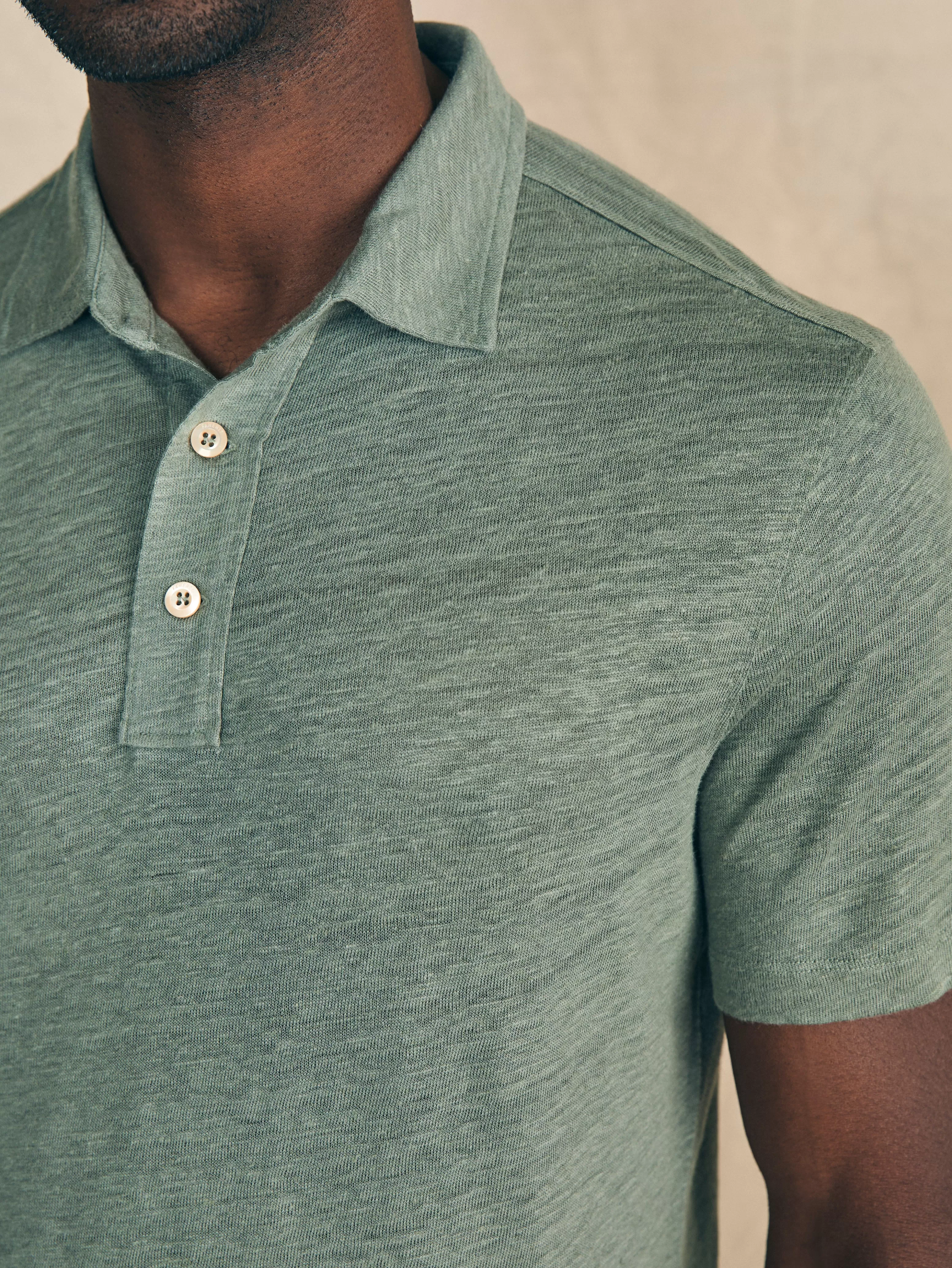 Short-Sleeve Linen Polo - | Faherty Brand Cheap