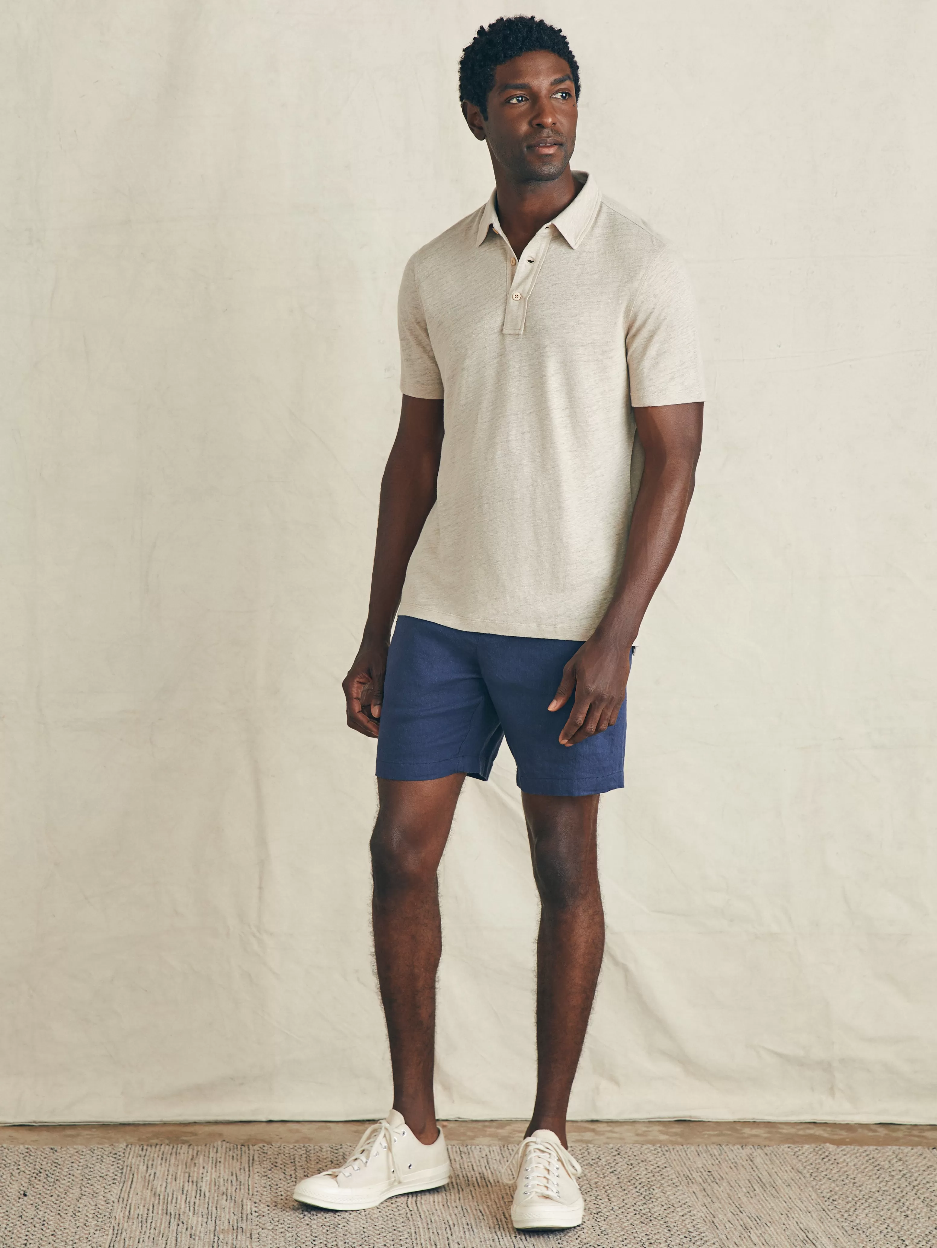 Short-Sleeve Linen Polo - | Faherty Brand Best