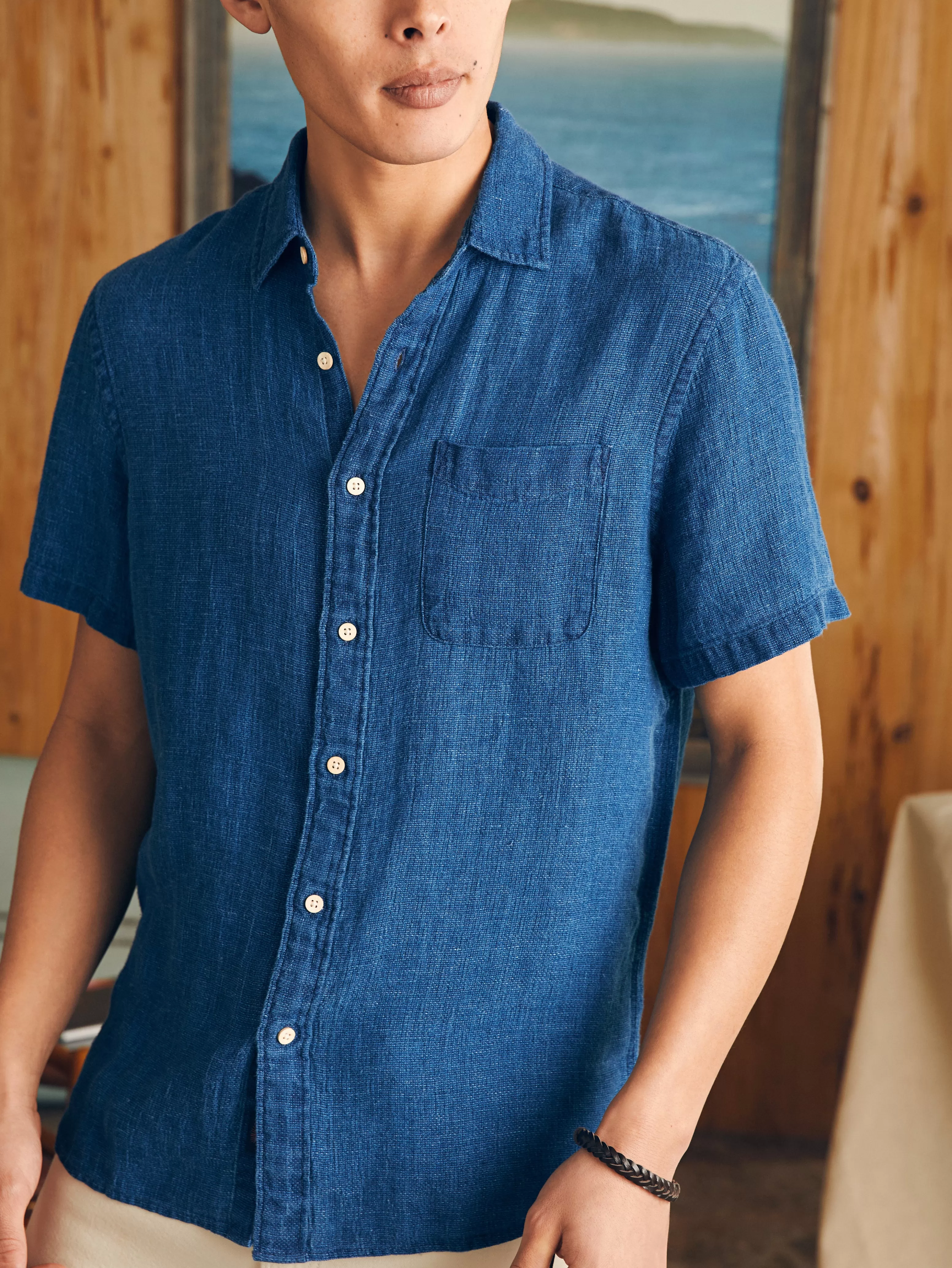 Short-Sleeve Palma Linen Shirt - | Faherty Brand Fashion