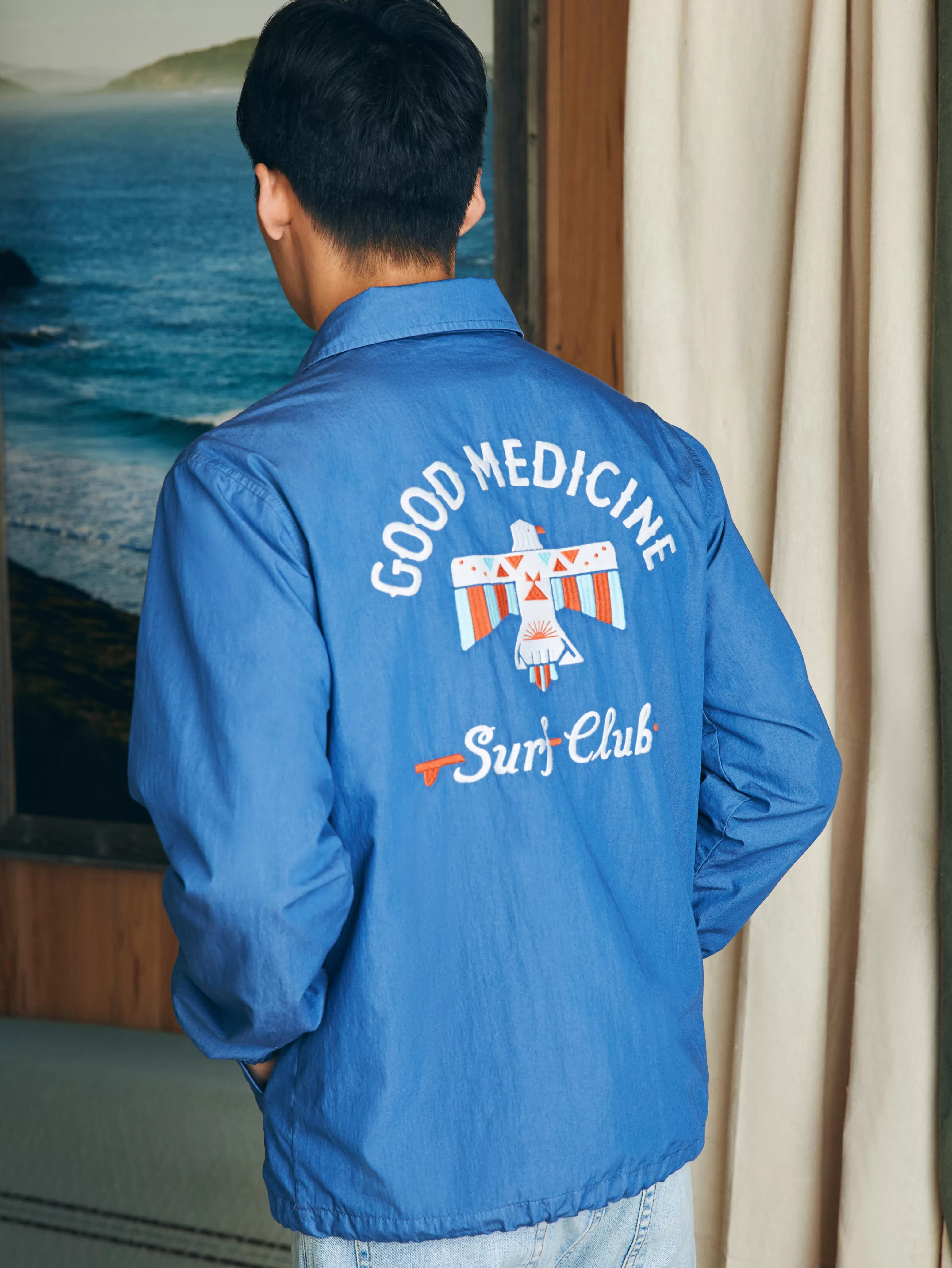 Steven Paul Judd Good Medicine Sunwashed Coaches Jacket - | Faherty Brand Cheap