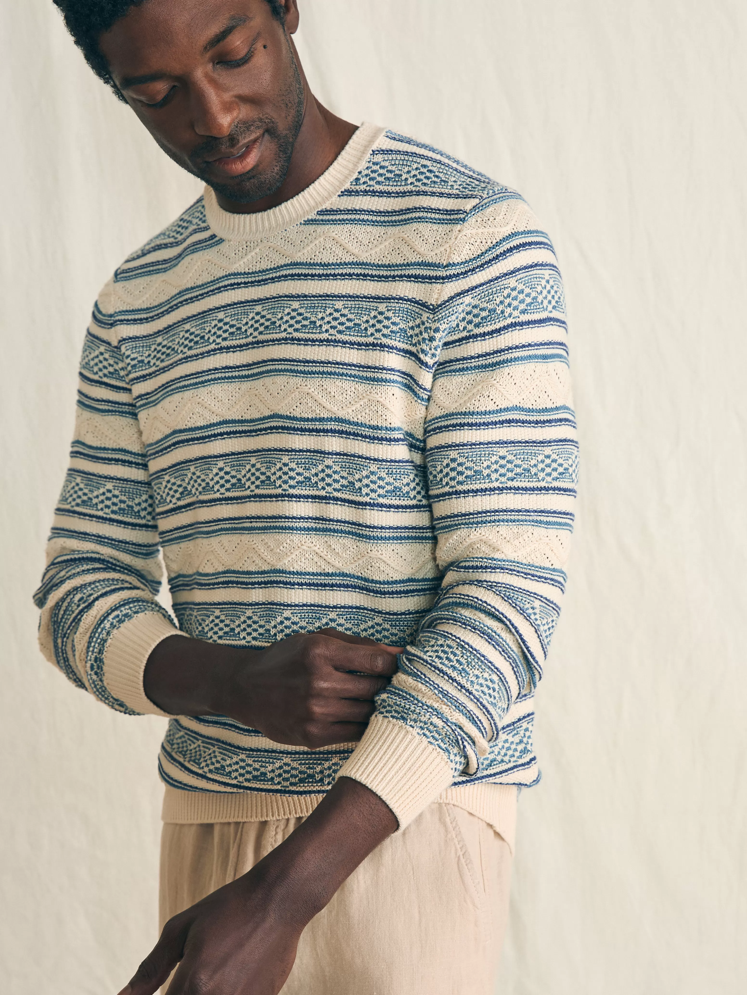 Striped Crew Sweater - | Faherty Brand Clearance