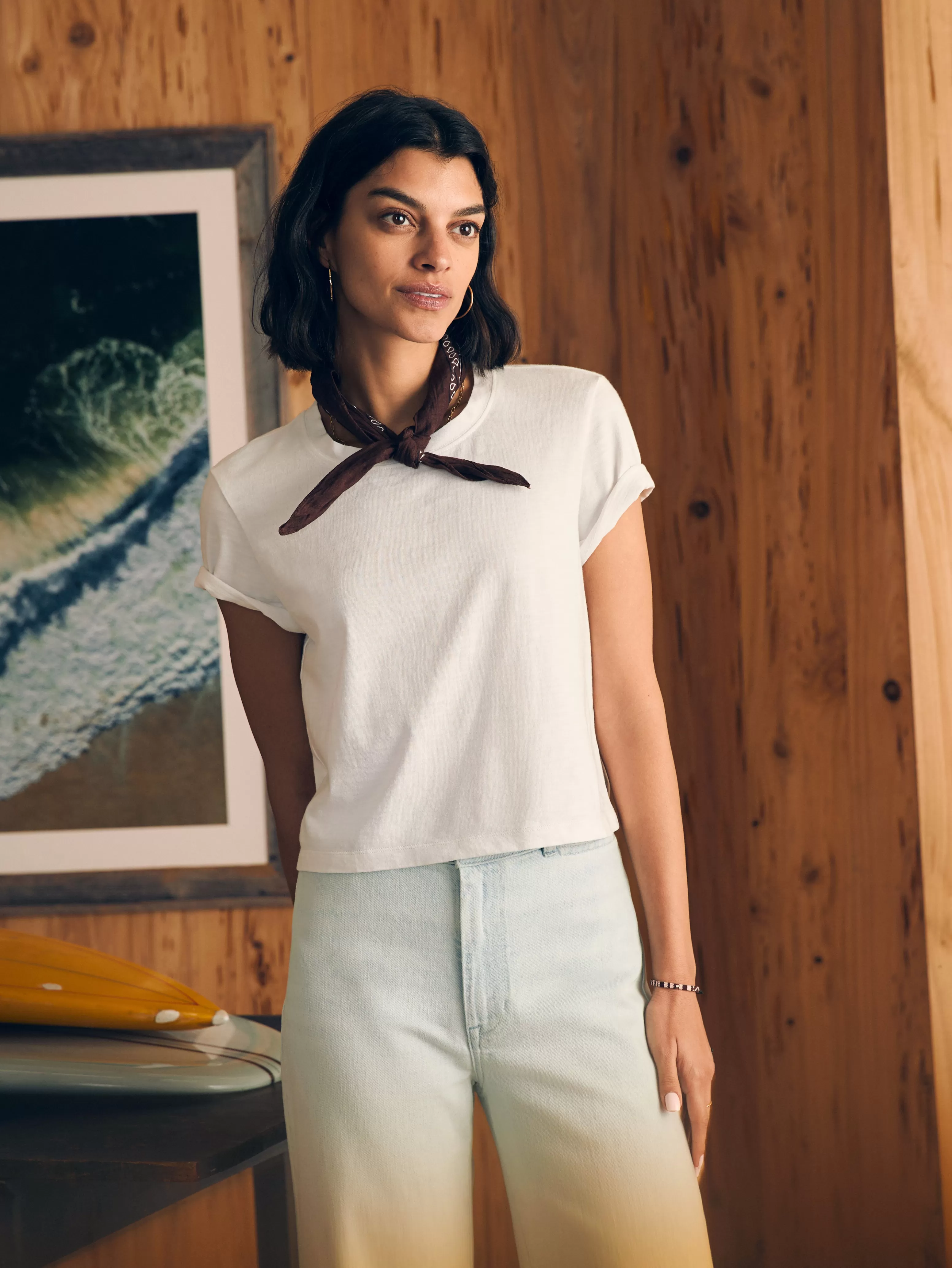 Sunwashed Cropped Crew Tee - | Faherty Brand Cheap