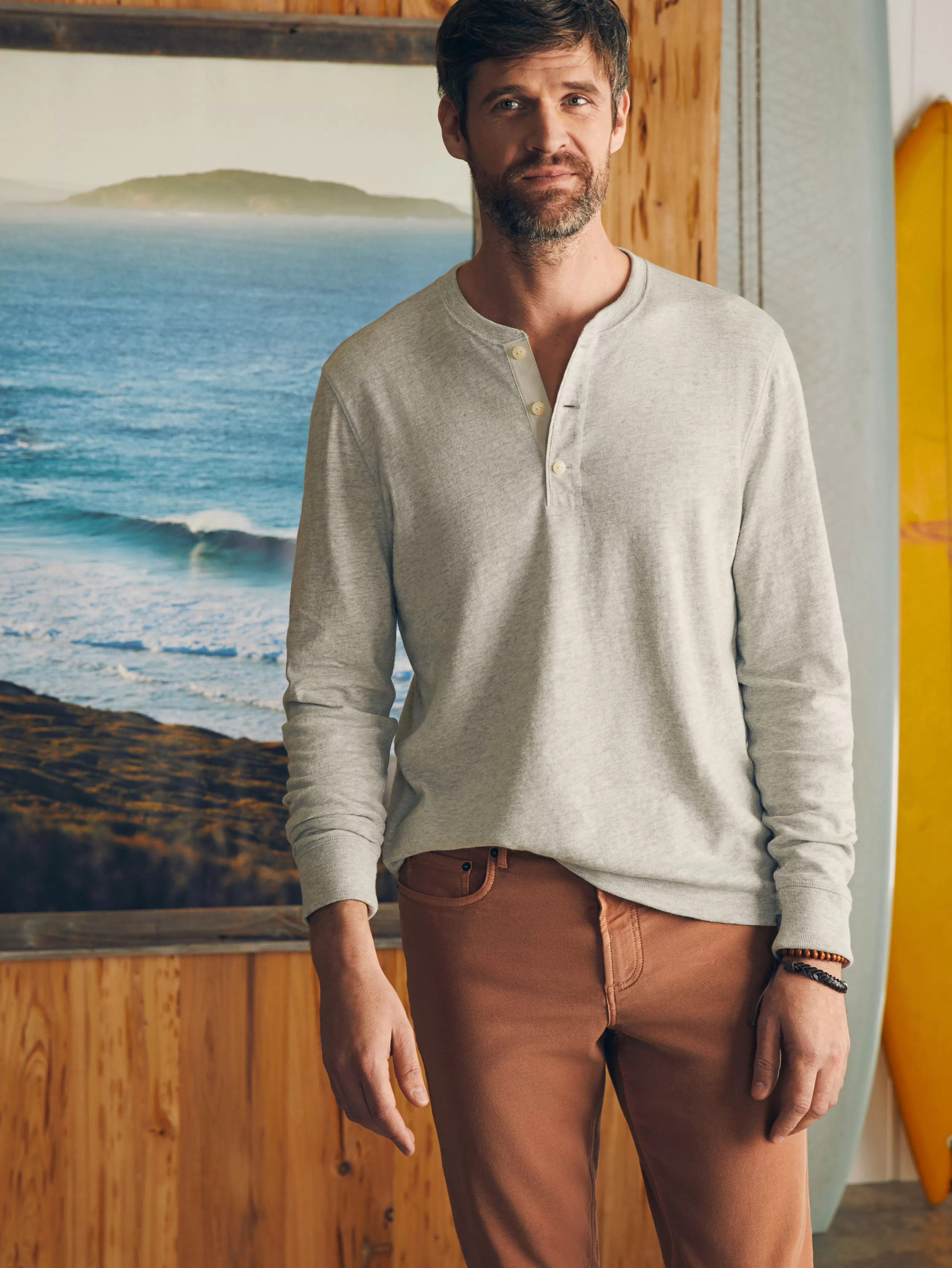 Sunwashed Slub Henley - | Faherty Brand Store