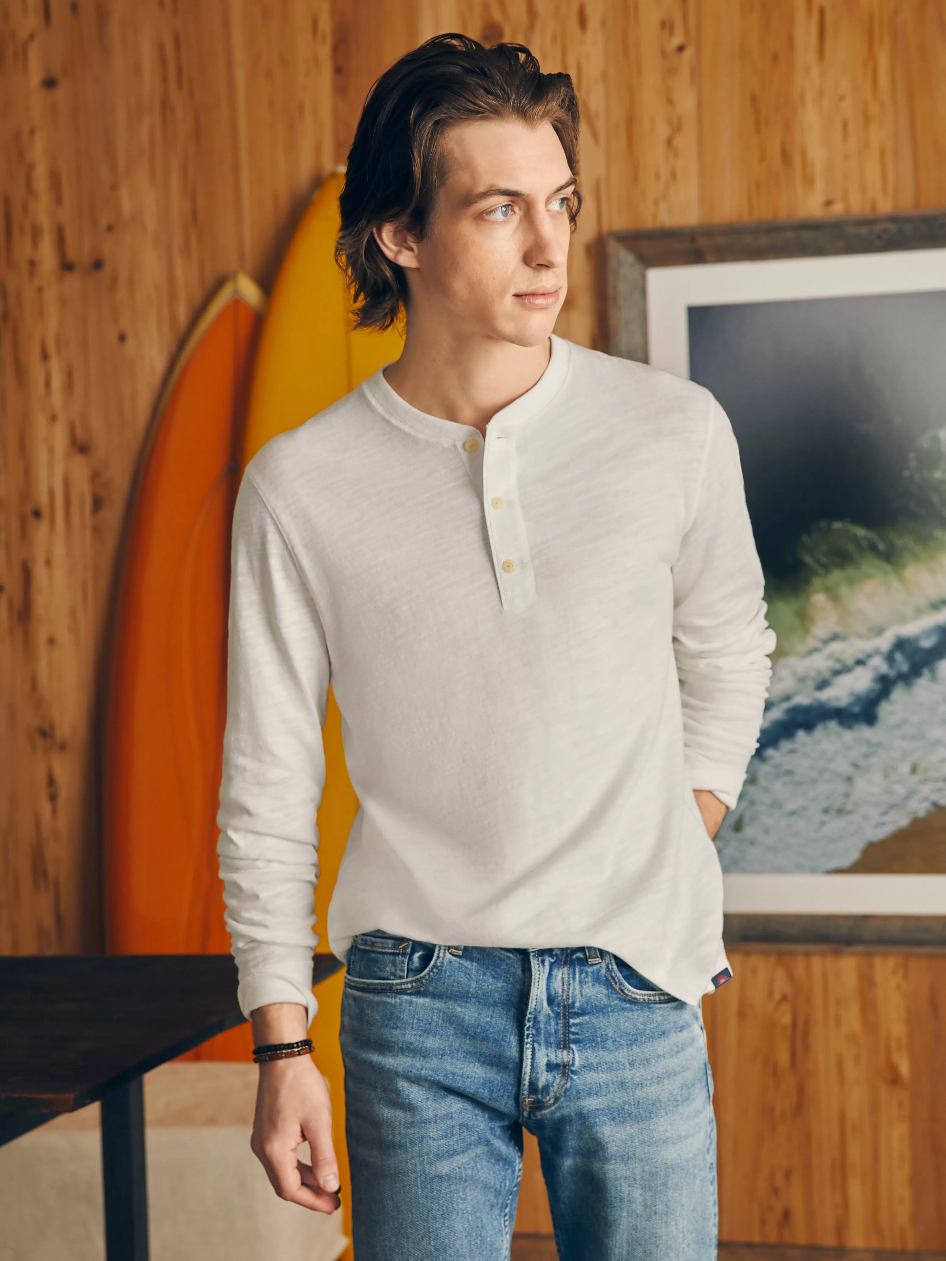 Sunwashed Slub Henley - | Faherty Brand Discount