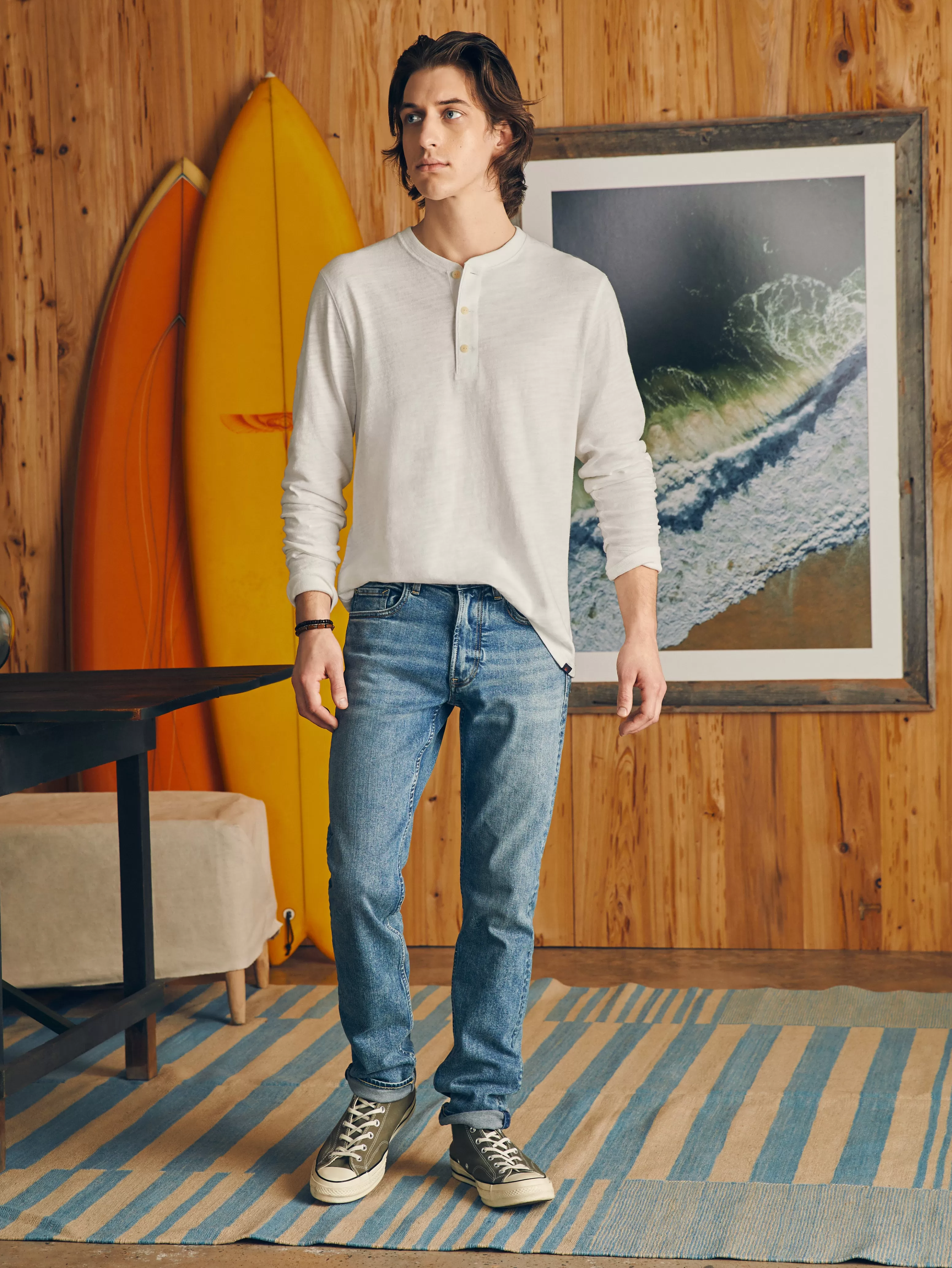 Sunwashed Slub Henley - | Faherty Brand Discount