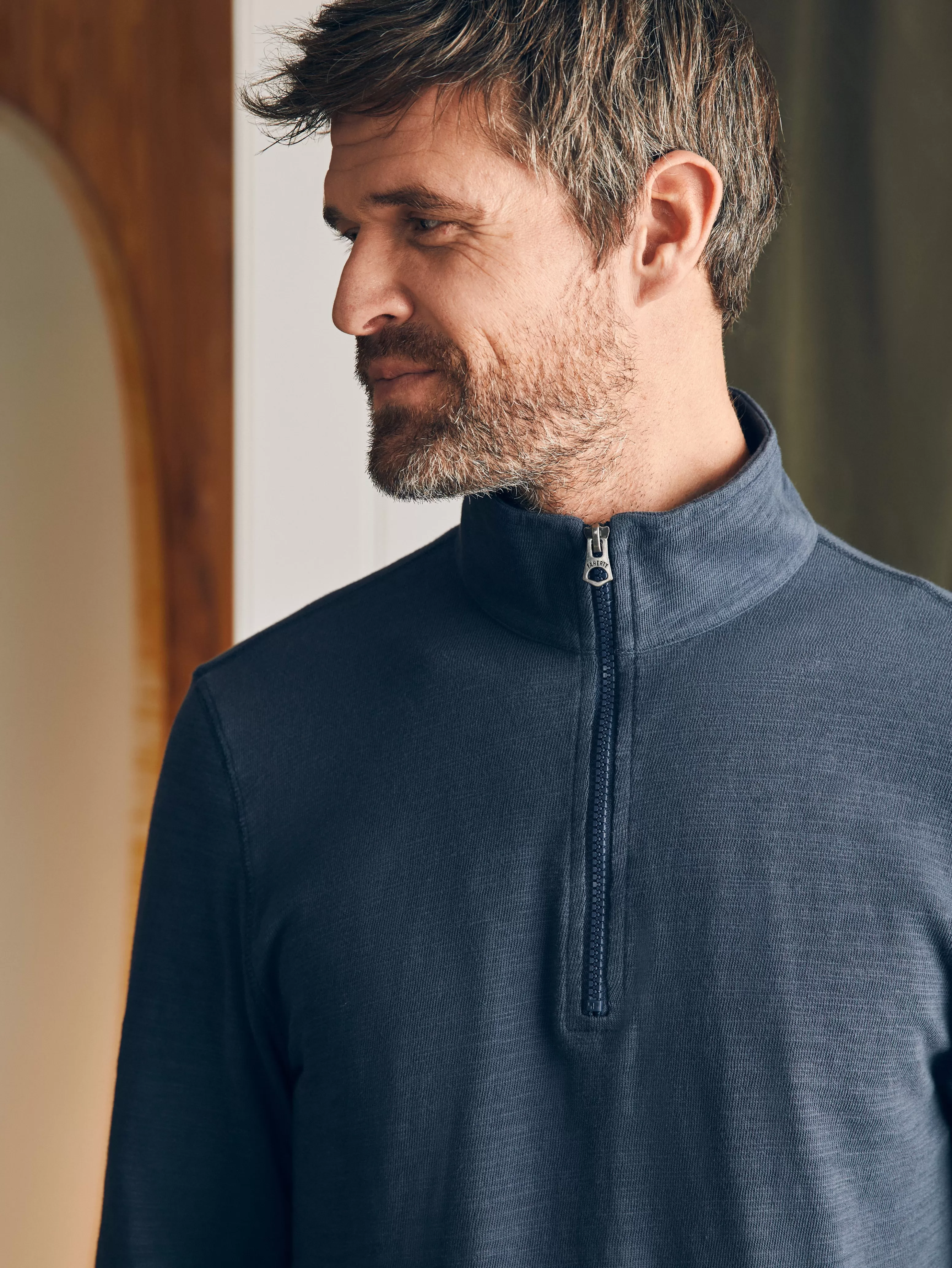 Sunwashed Slub Quarter Zip (Tall) - | Faherty Brand Cheap