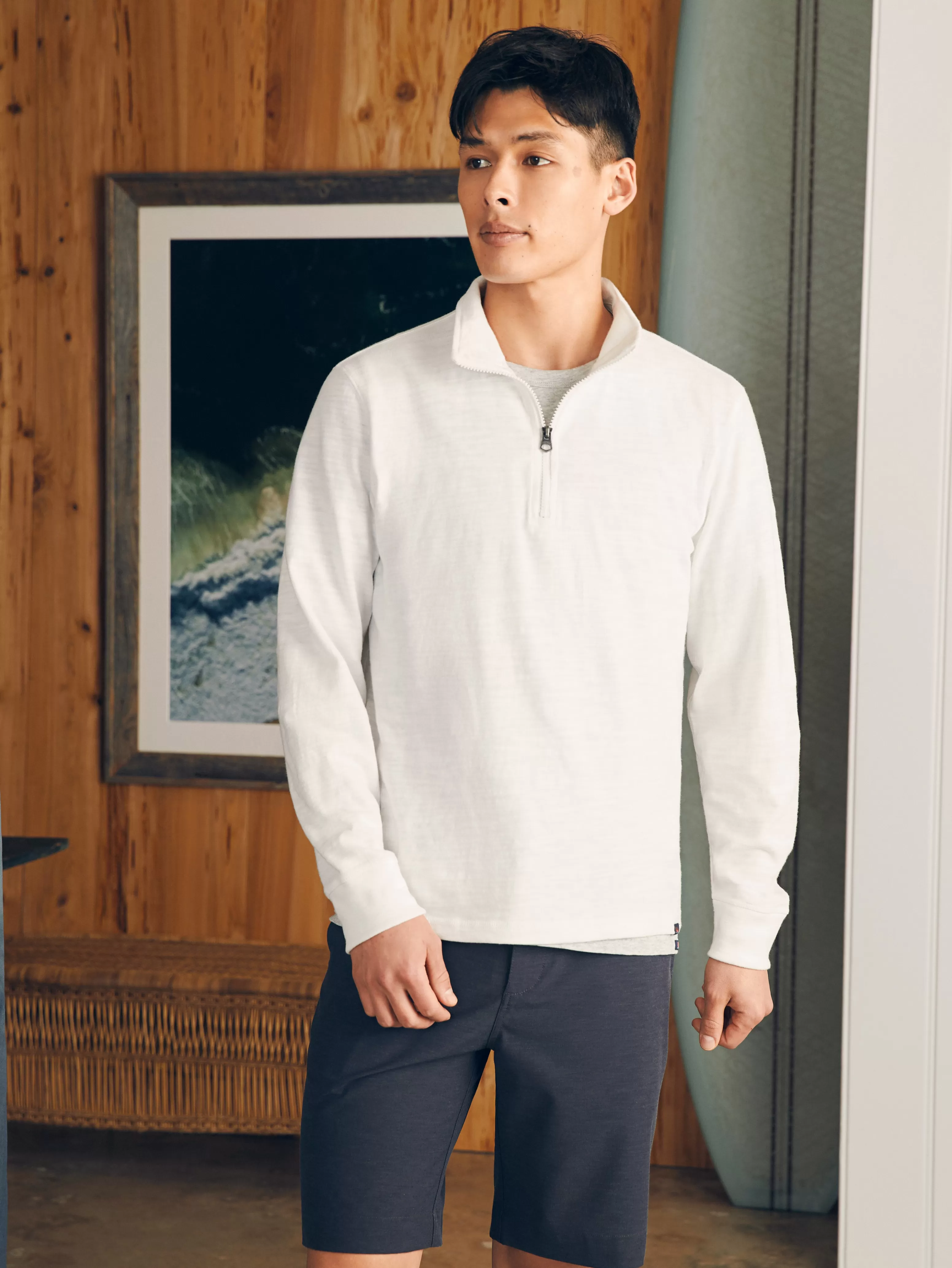 Sunwashed Slub Quarter Zip (Tall) - | Faherty Brand Cheap