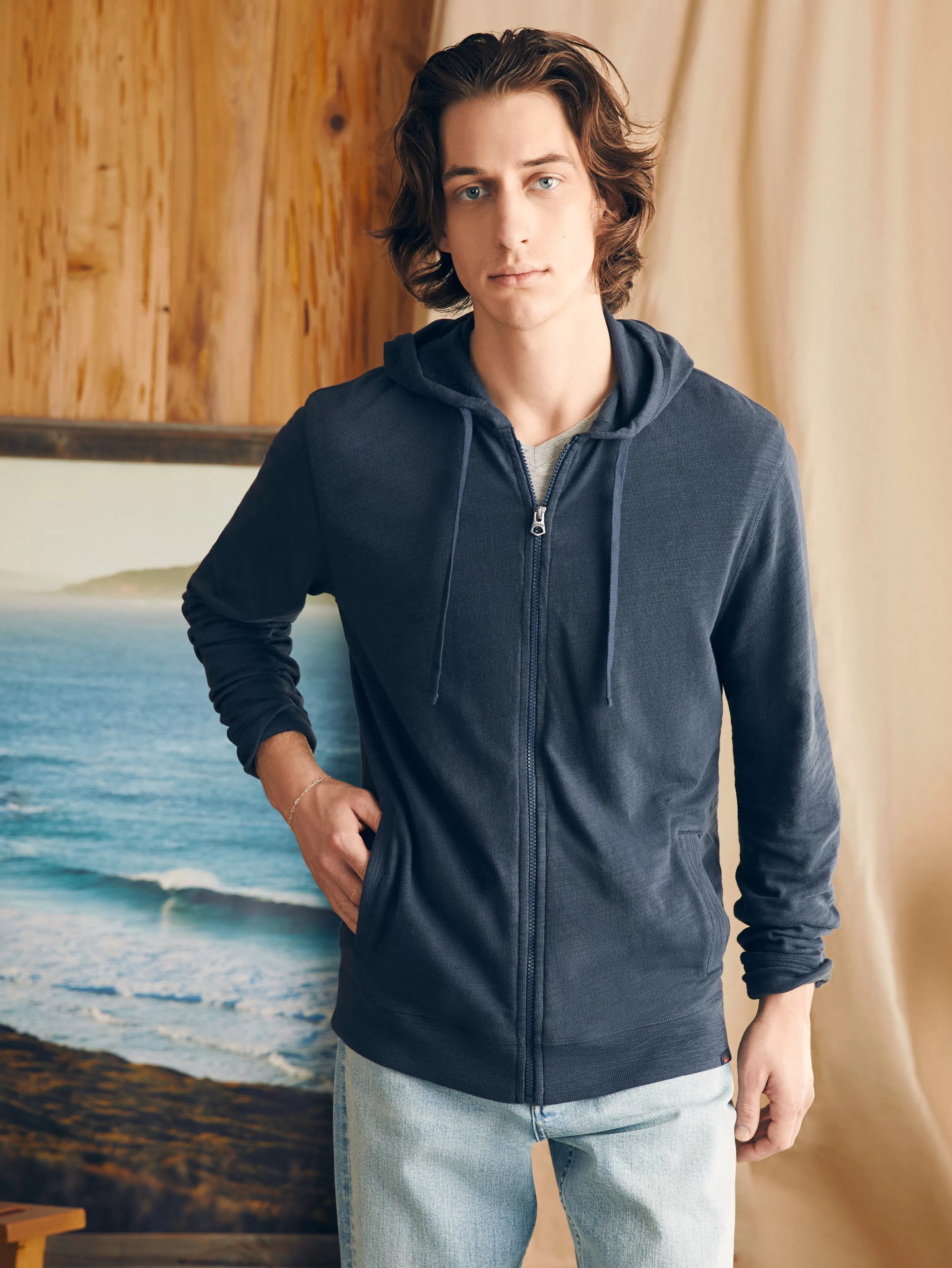 Sunwashed Slub Zip Hoodie - | Faherty Brand Best Sale