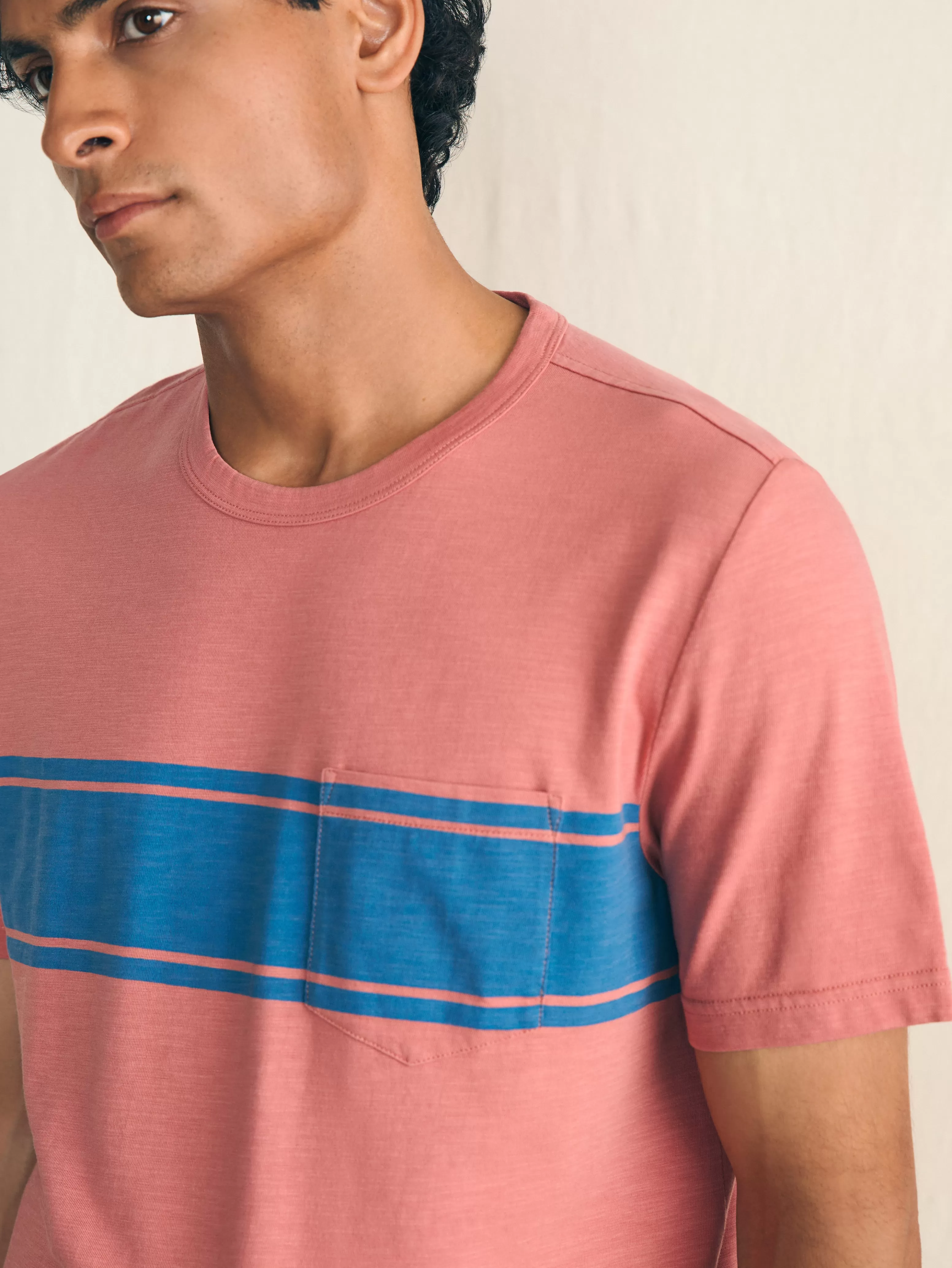 Surf Stripe Sunwashed Pocket Tee - | Faherty Brand Sale