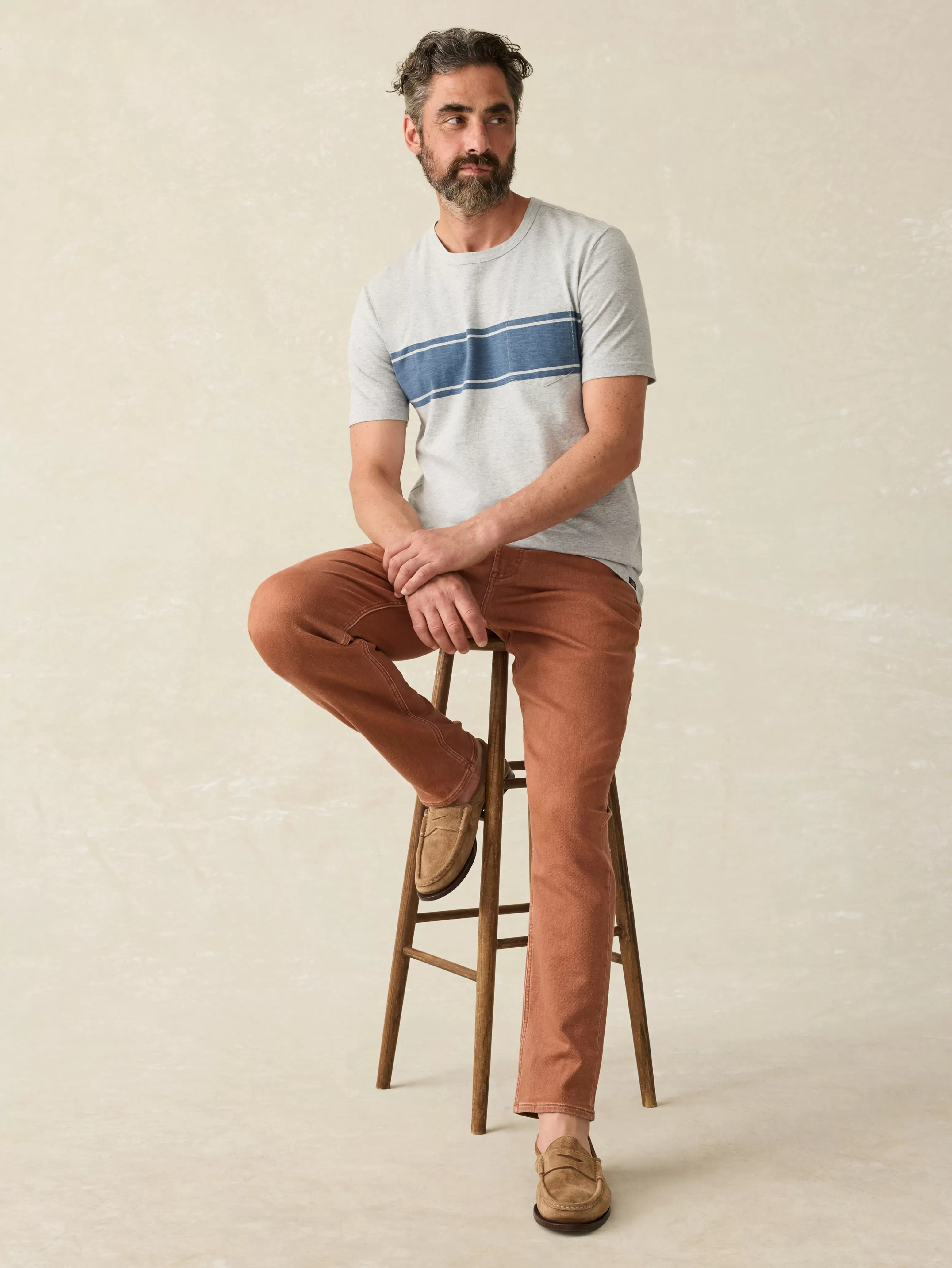 Surf Stripe Sunwashed Pocket Tee - | Faherty Brand Online