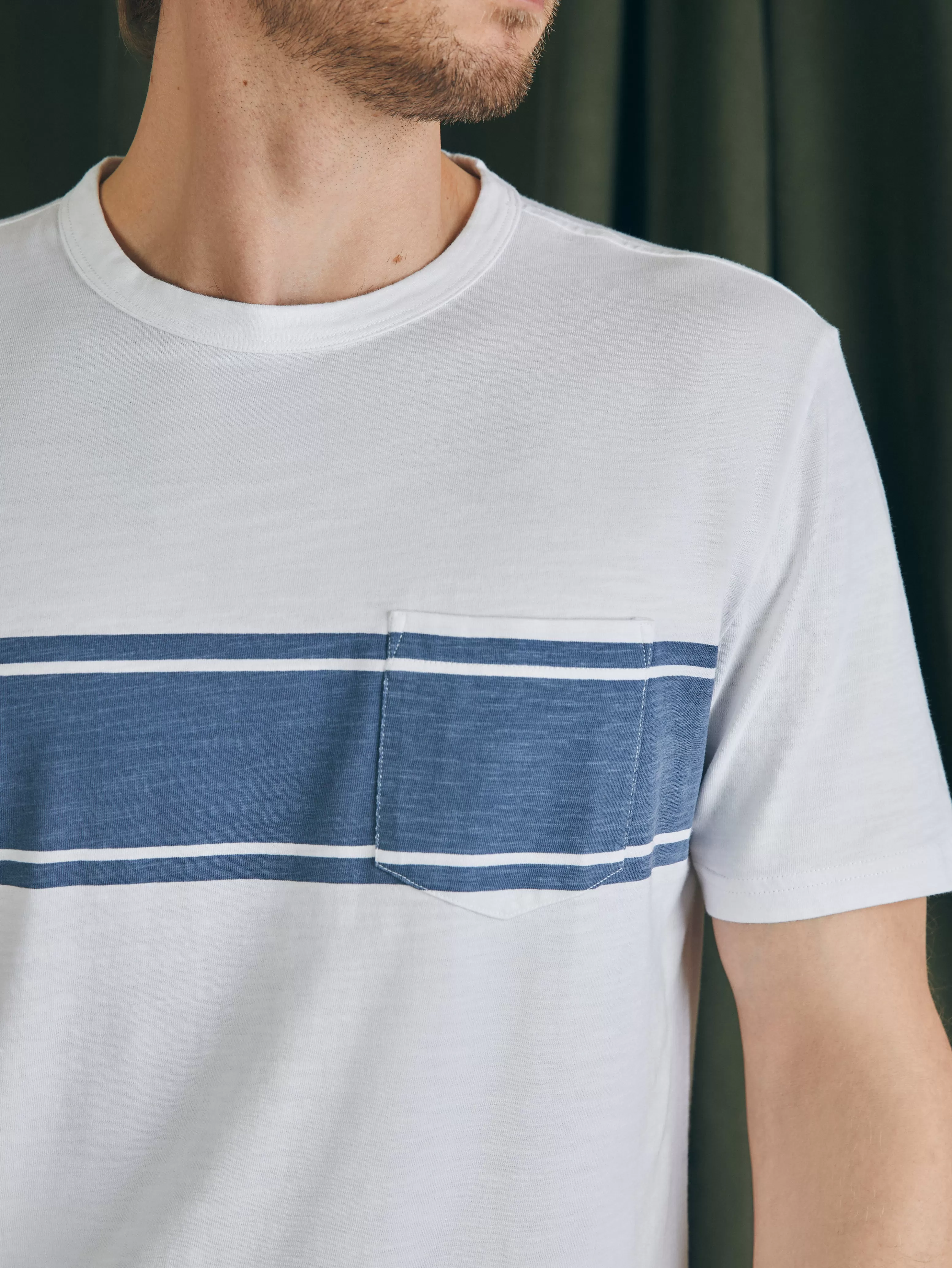 Surf Stripe Sunwashed Pocket Tee - | Faherty Brand Cheap