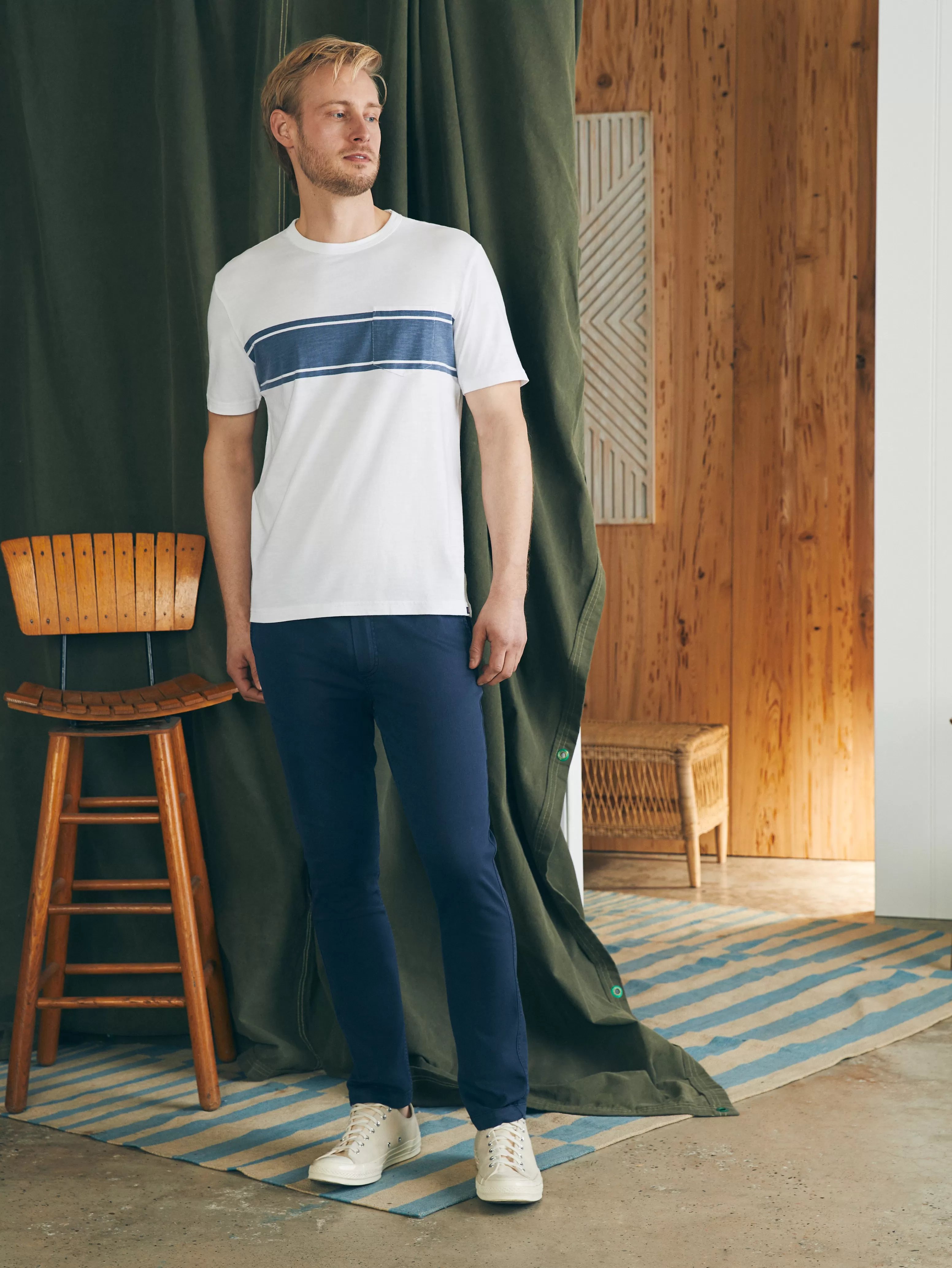 Surf Stripe Sunwashed Pocket Tee - | Faherty Brand Cheap