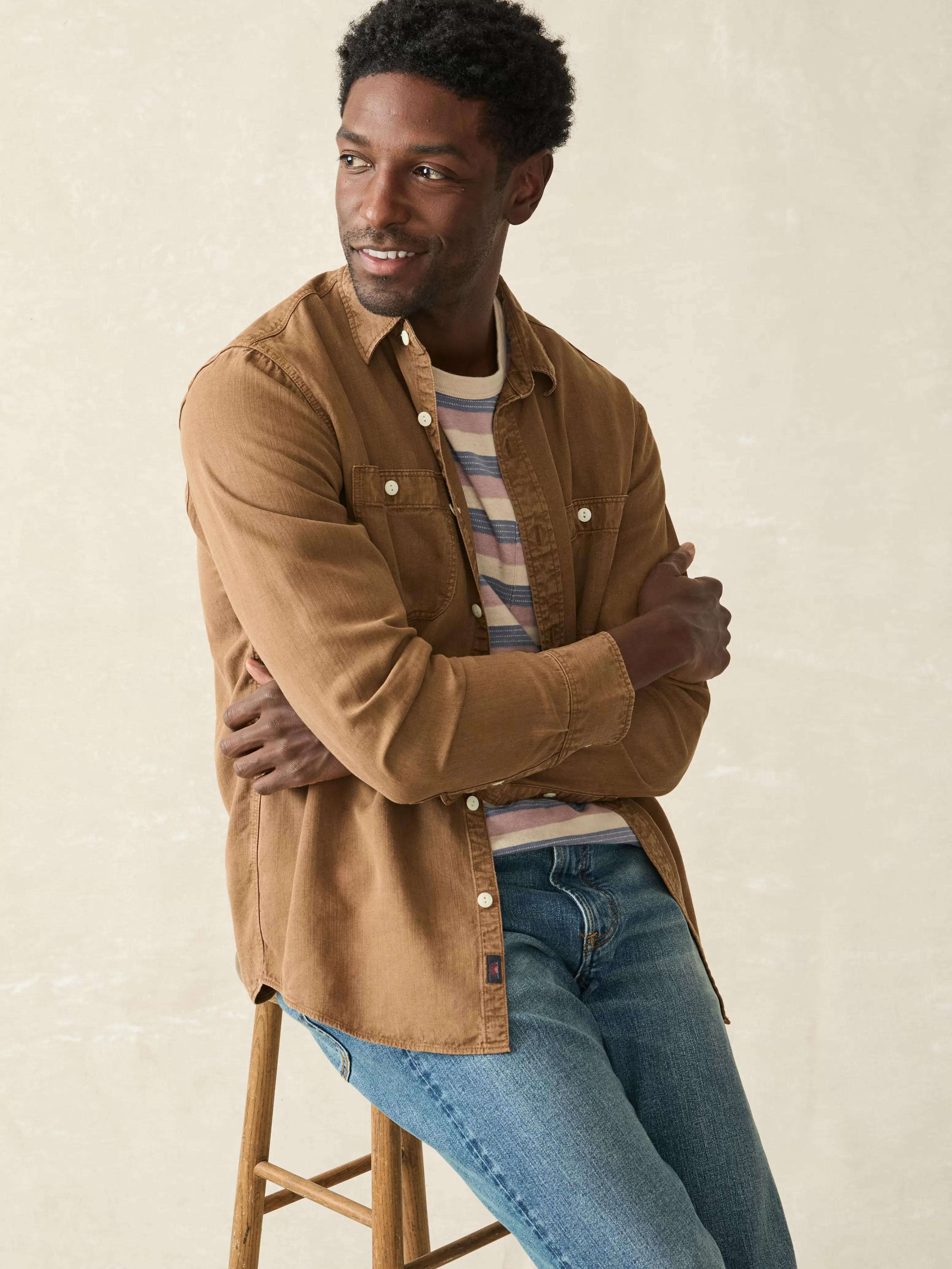 Tried & True Chambray Workshirt - | Faherty Brand New